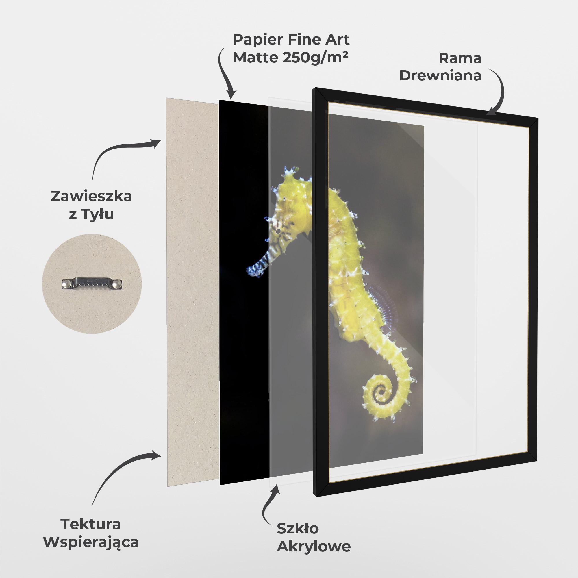Plakat w Ramie Yellow Seahorse mockup 1