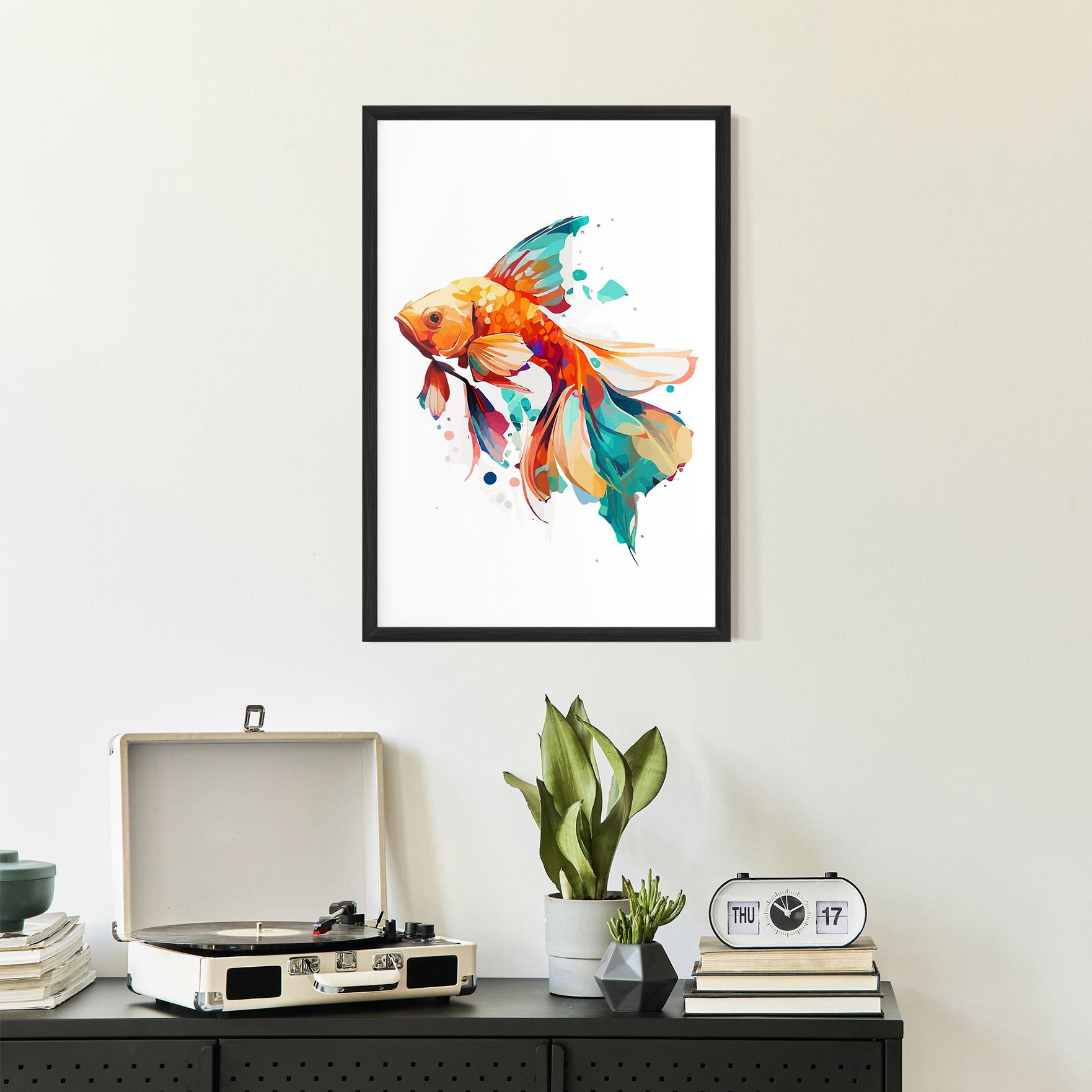 Plakat w Ramie Blue Orange Fish mockup 2