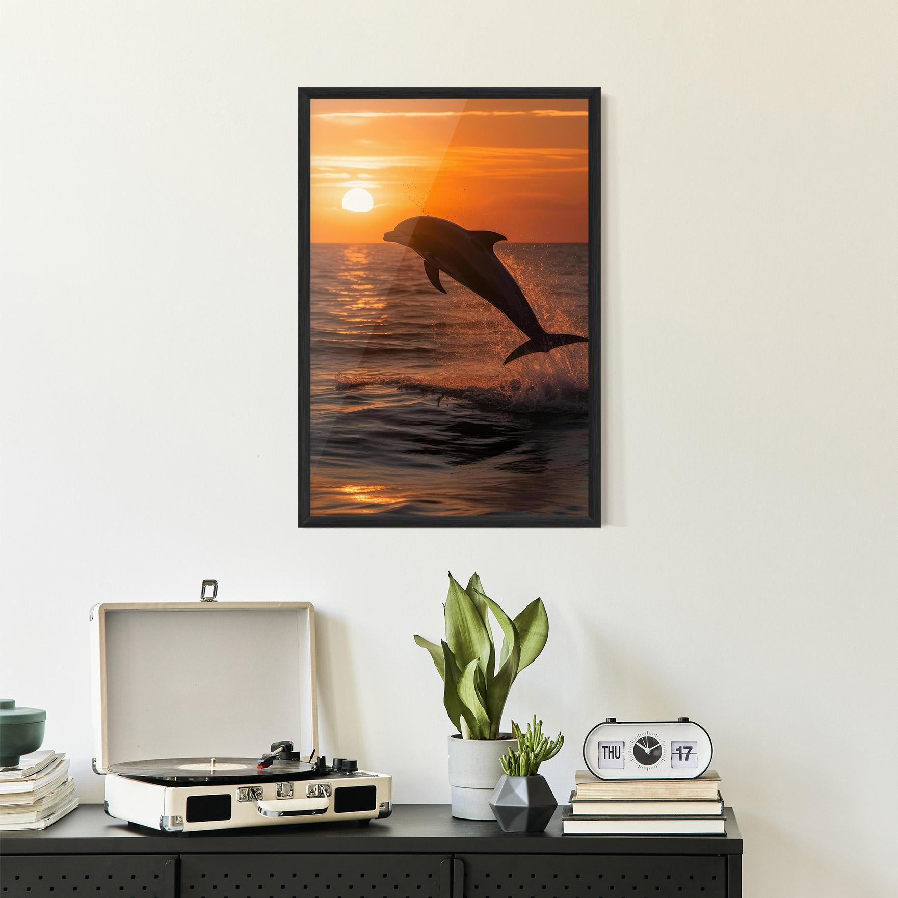 Plakat w Ramie Dolphin Jump mockup 2