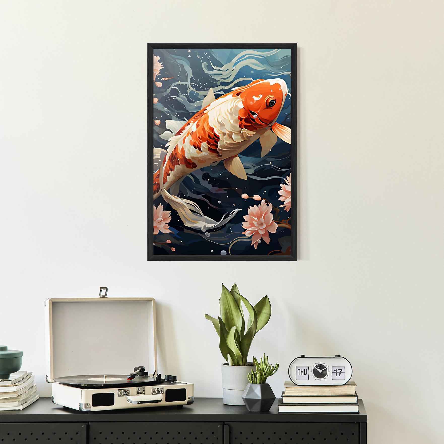 Plakat w Ramie Pretty Koi mockup 2