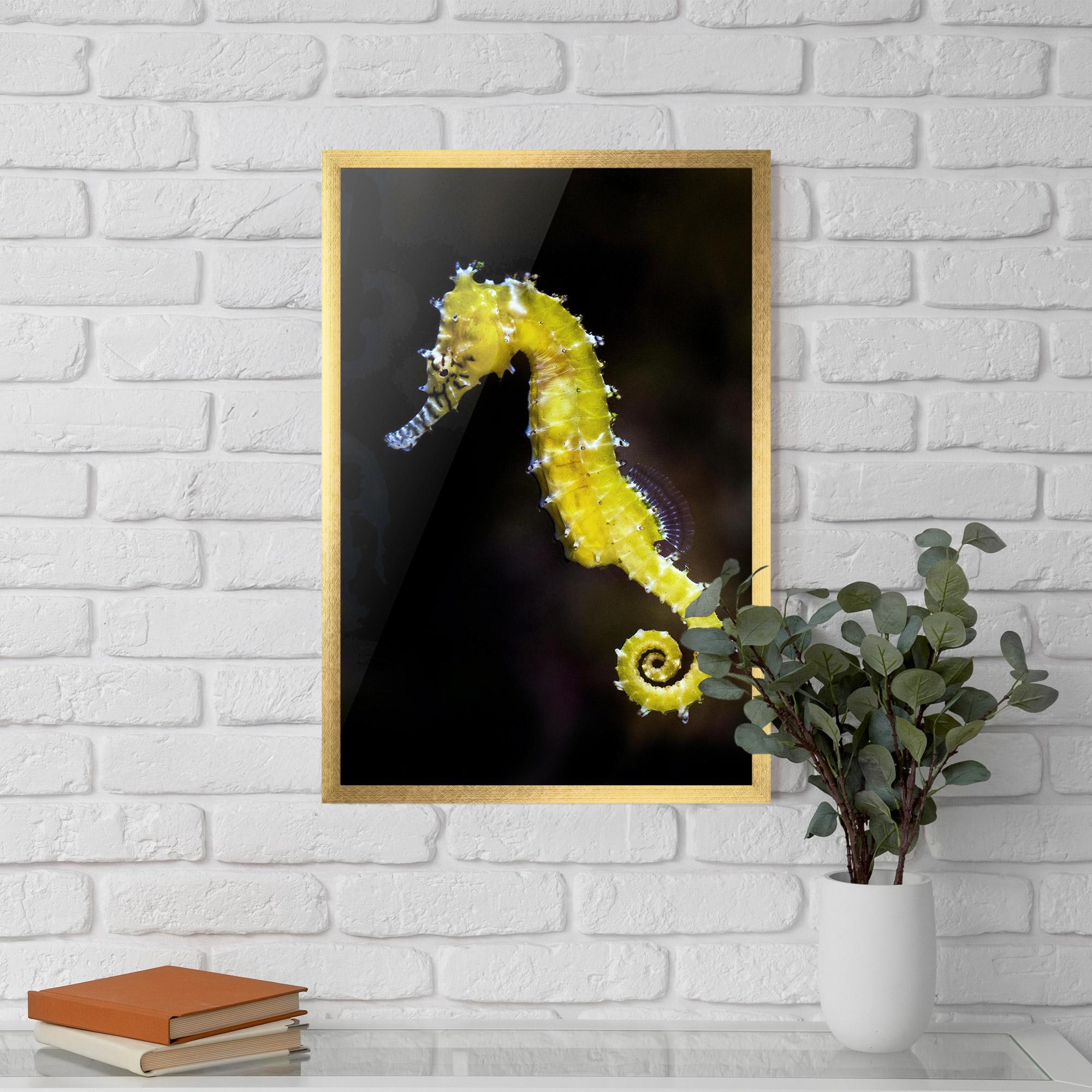 Plakat w Ramie Yellow Seahorse mockup 5