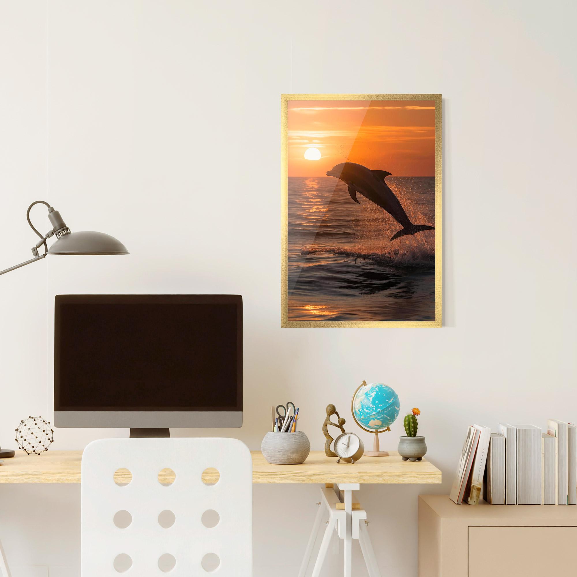 Plakat w Ramie Dolphin Jump mockup 6