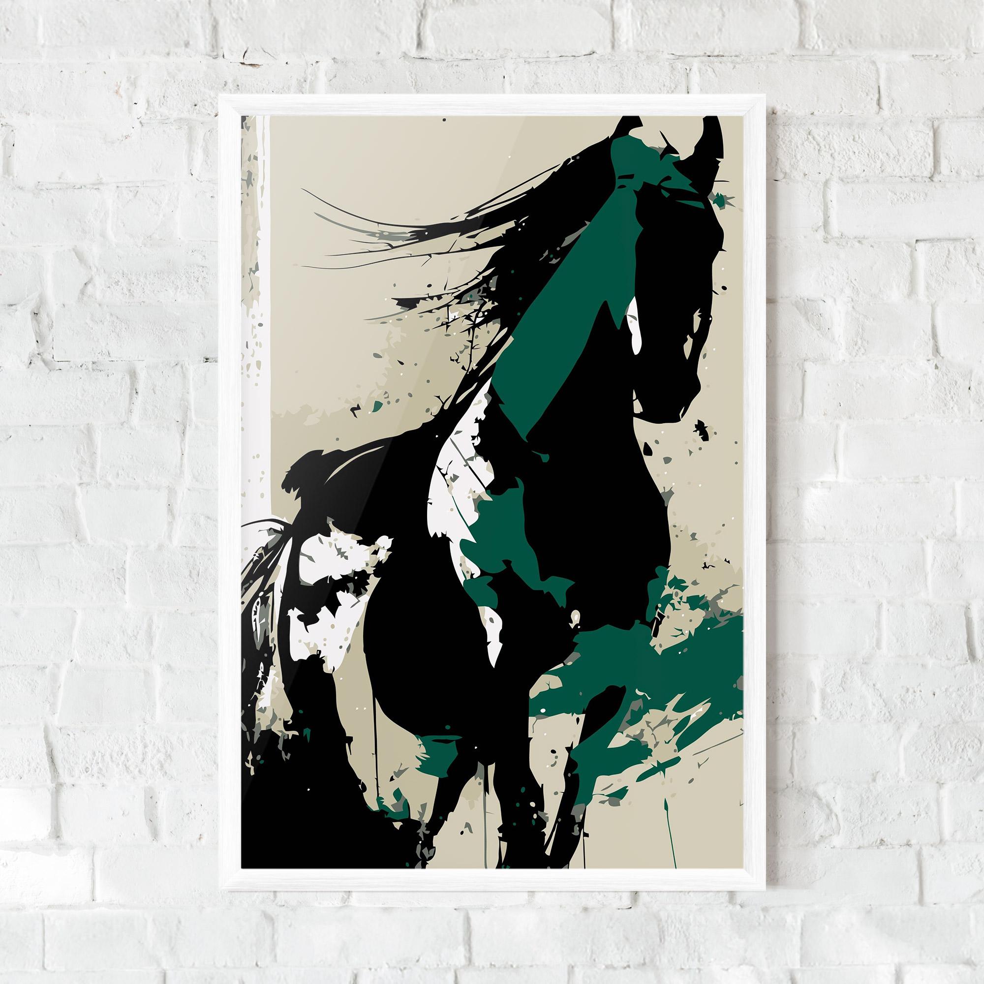 Plakat w Ramie Black Green Horse mockup 0