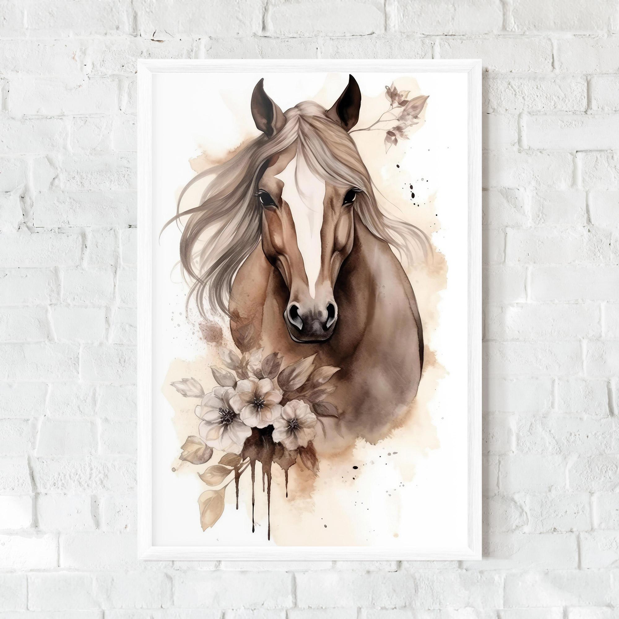 Plakat w Ramie Flower Brown Horse mockup 0