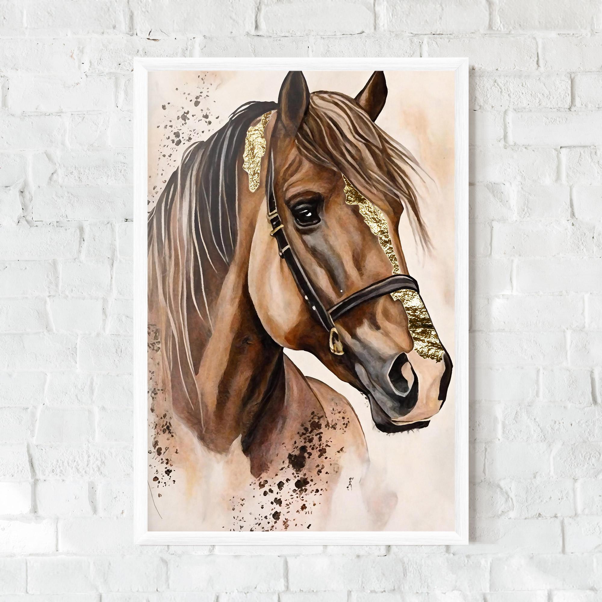 Plakat w Ramie Gold Horse Painting mockup 0