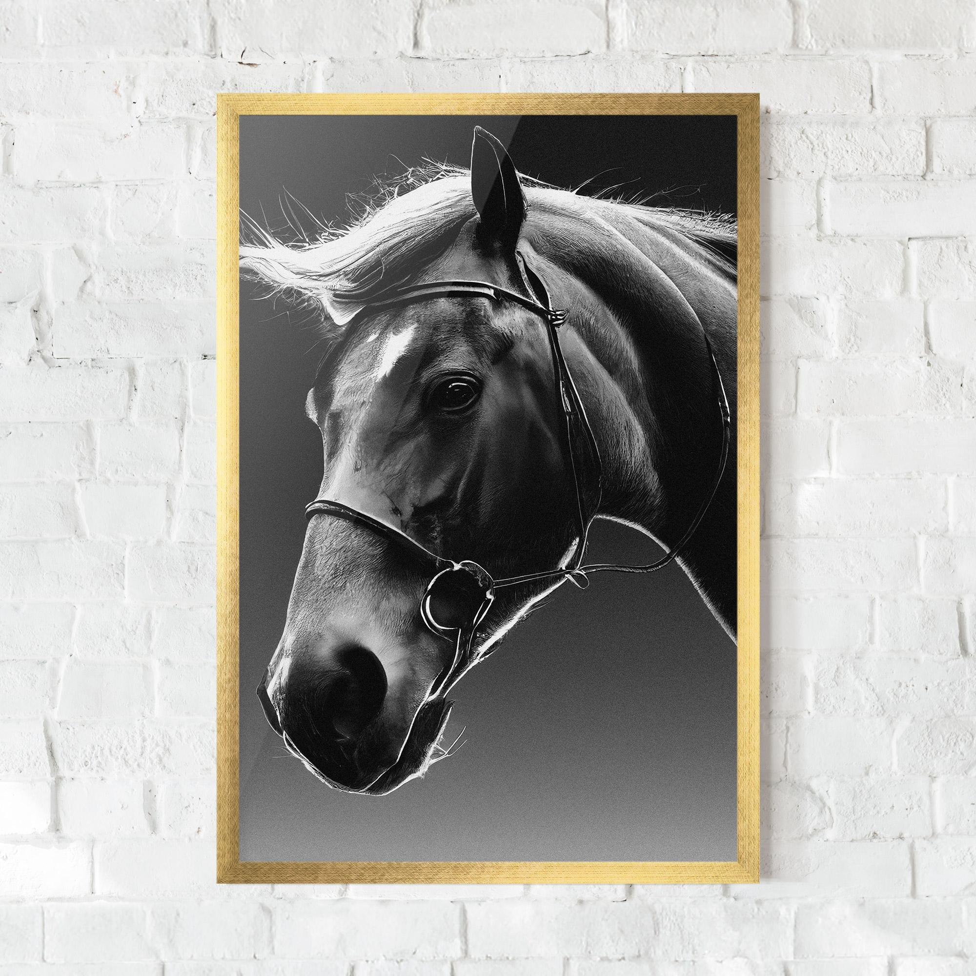 Plakat w Ramie Black Horse Profile mockup 0