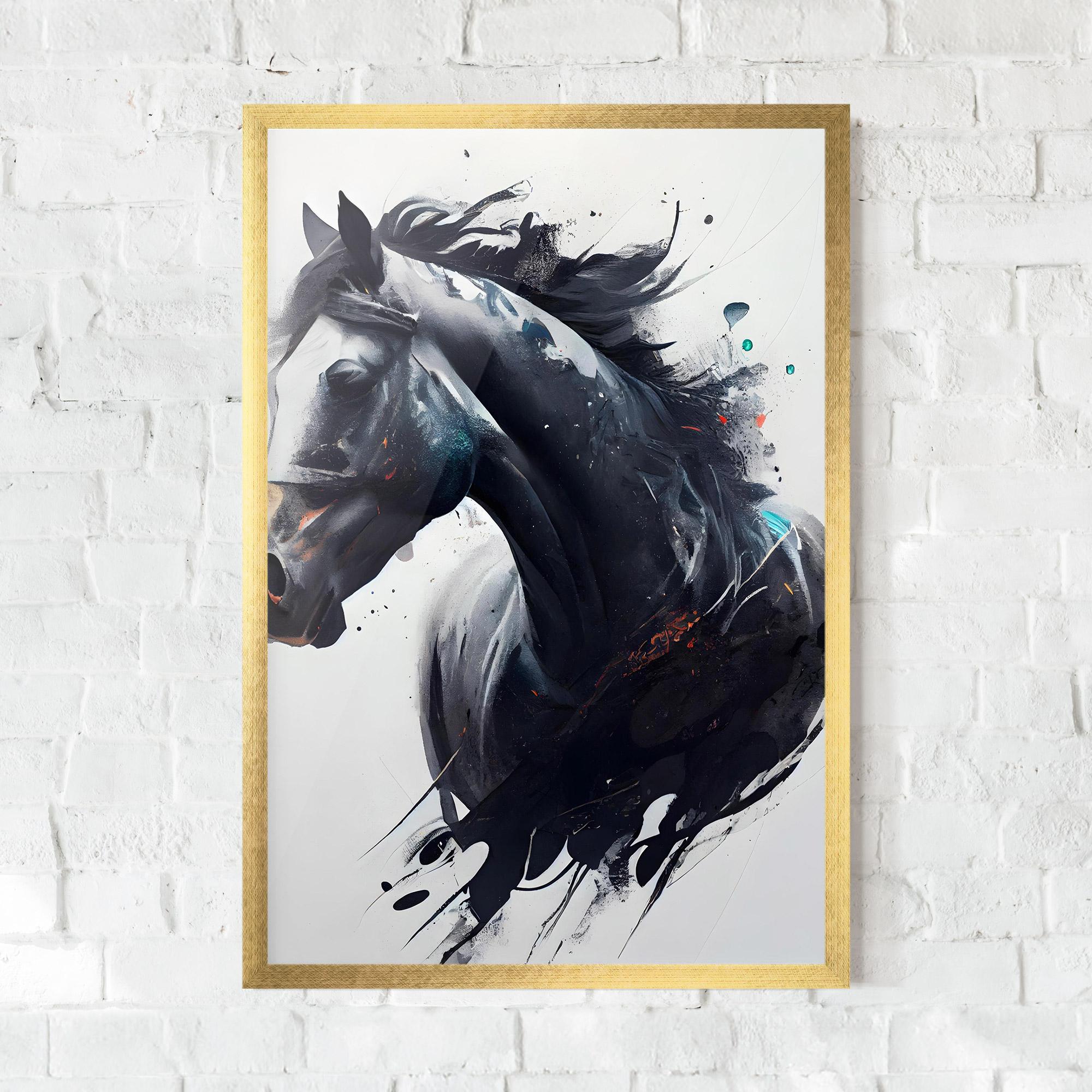 Plakat w Ramie Black Paint Horse mockup 0