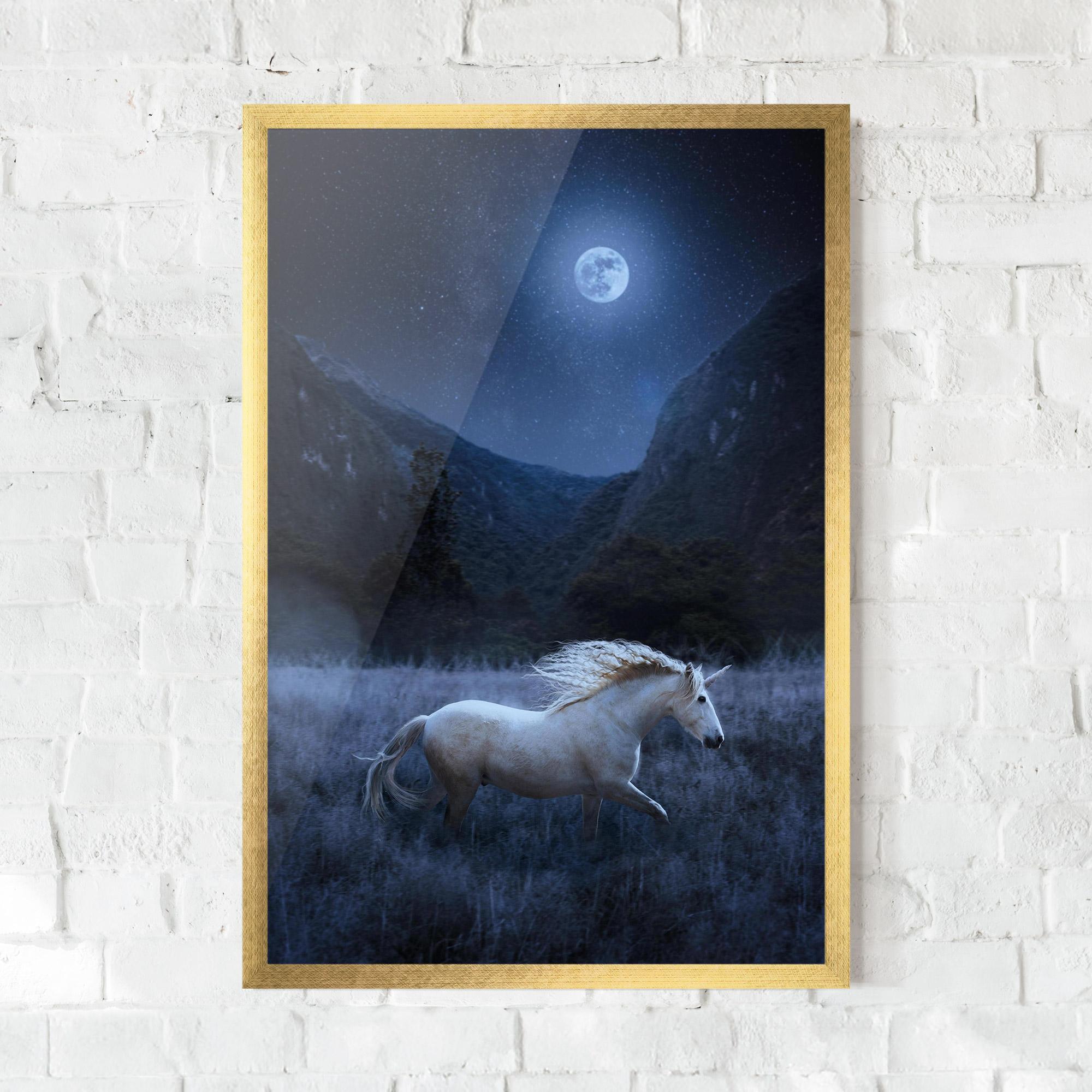 Plakat w Ramie Blue Moon Unicorn mockup 0