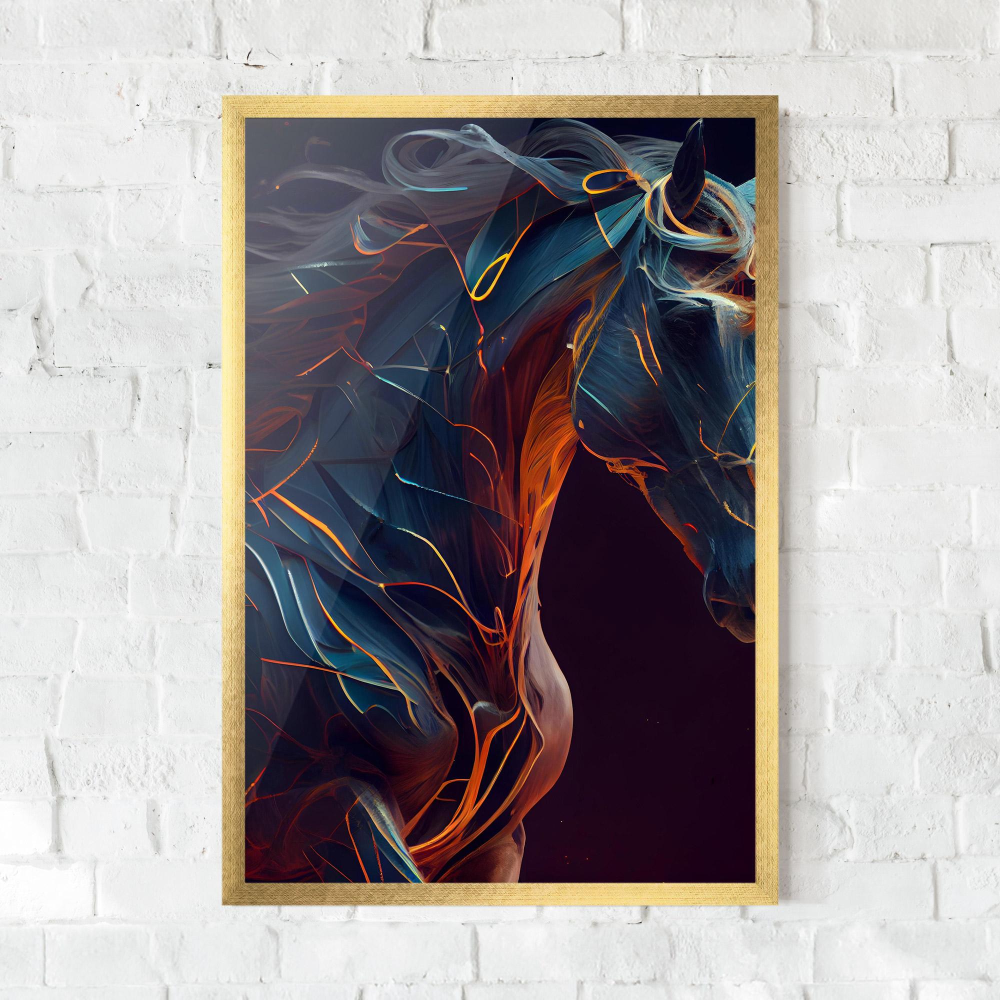 Plakat w Ramie Fire Lines Horse mockup 0