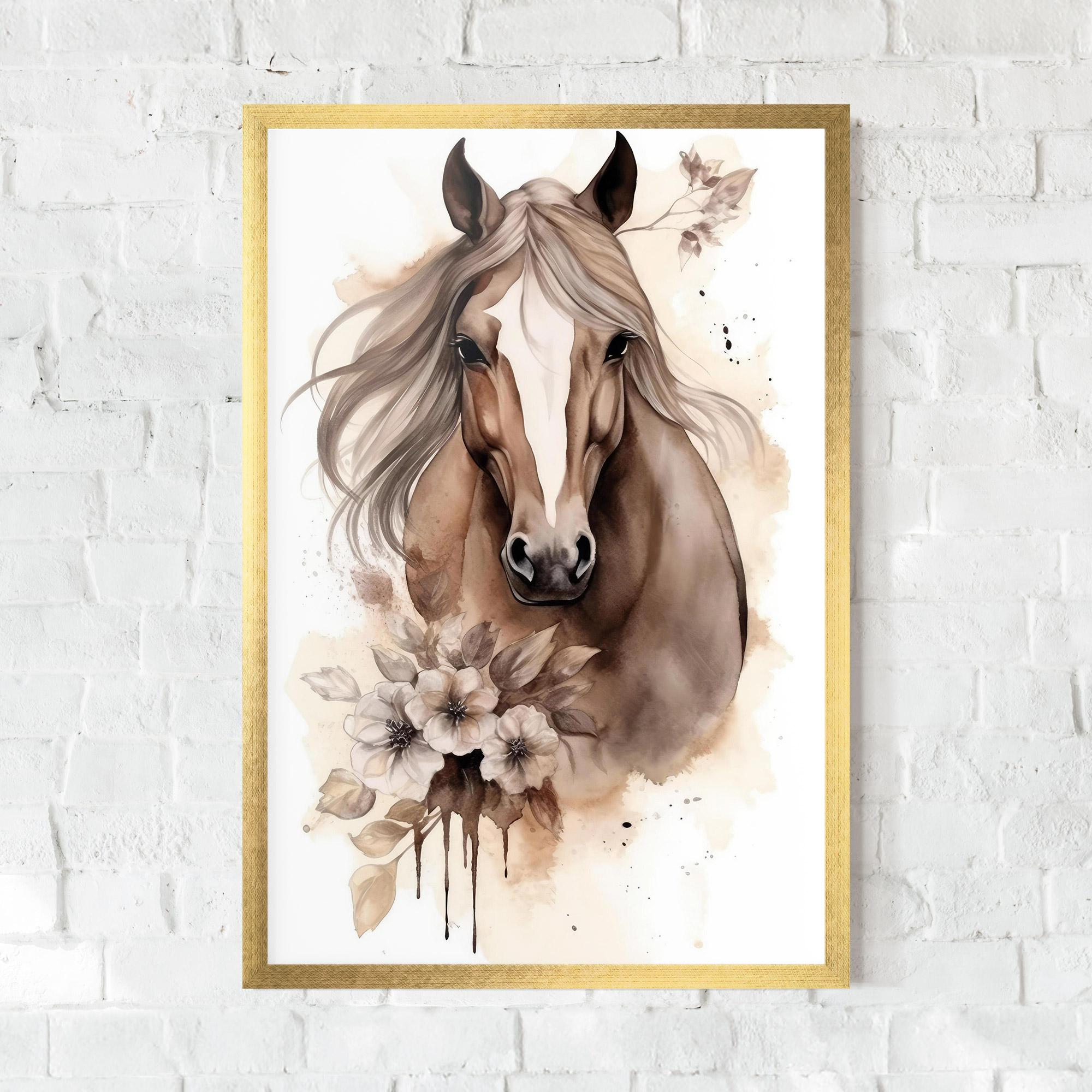 Plakat w Ramie Flower Brown Horse mockup 0