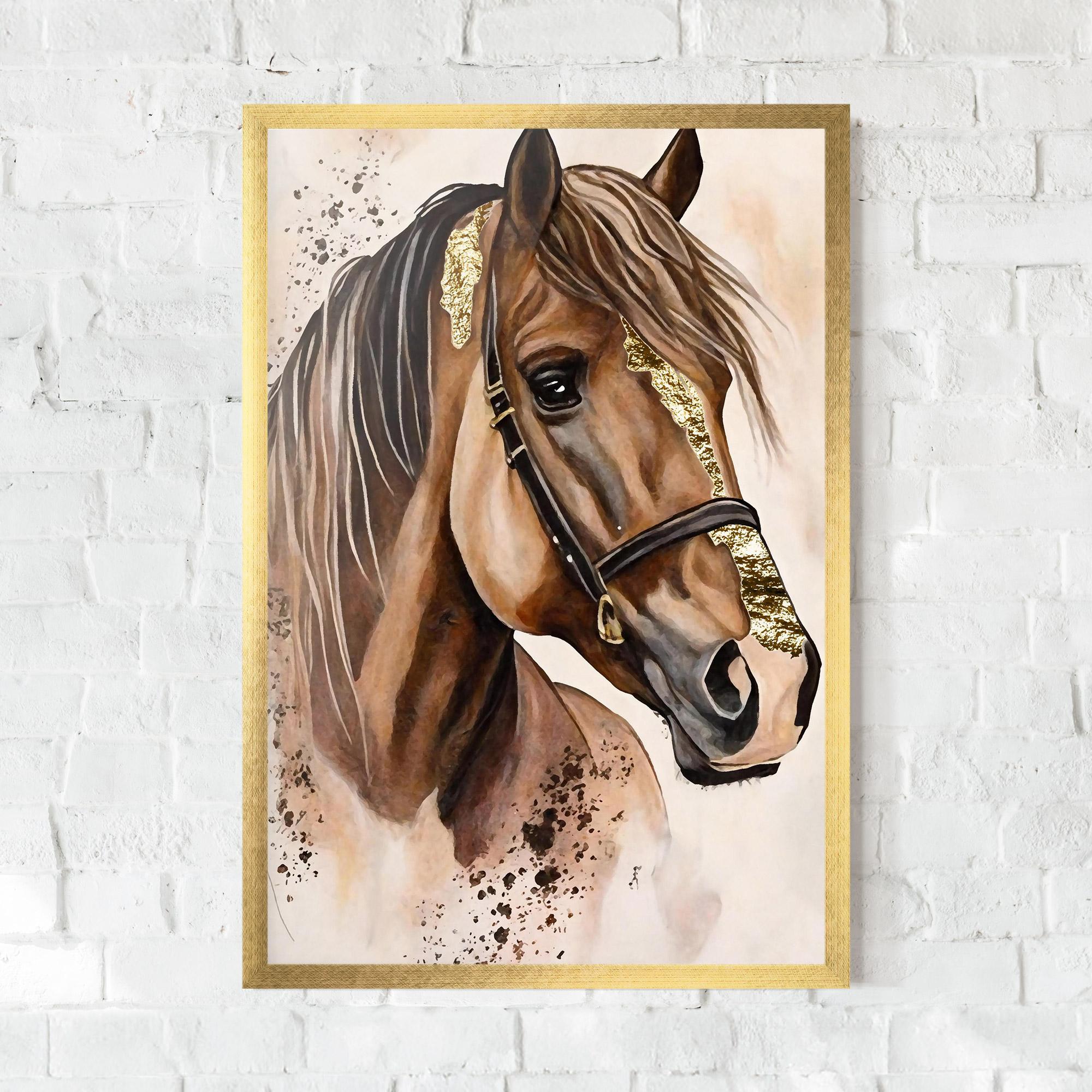 Plakat w Ramie Gold Horse Painting mockup 0