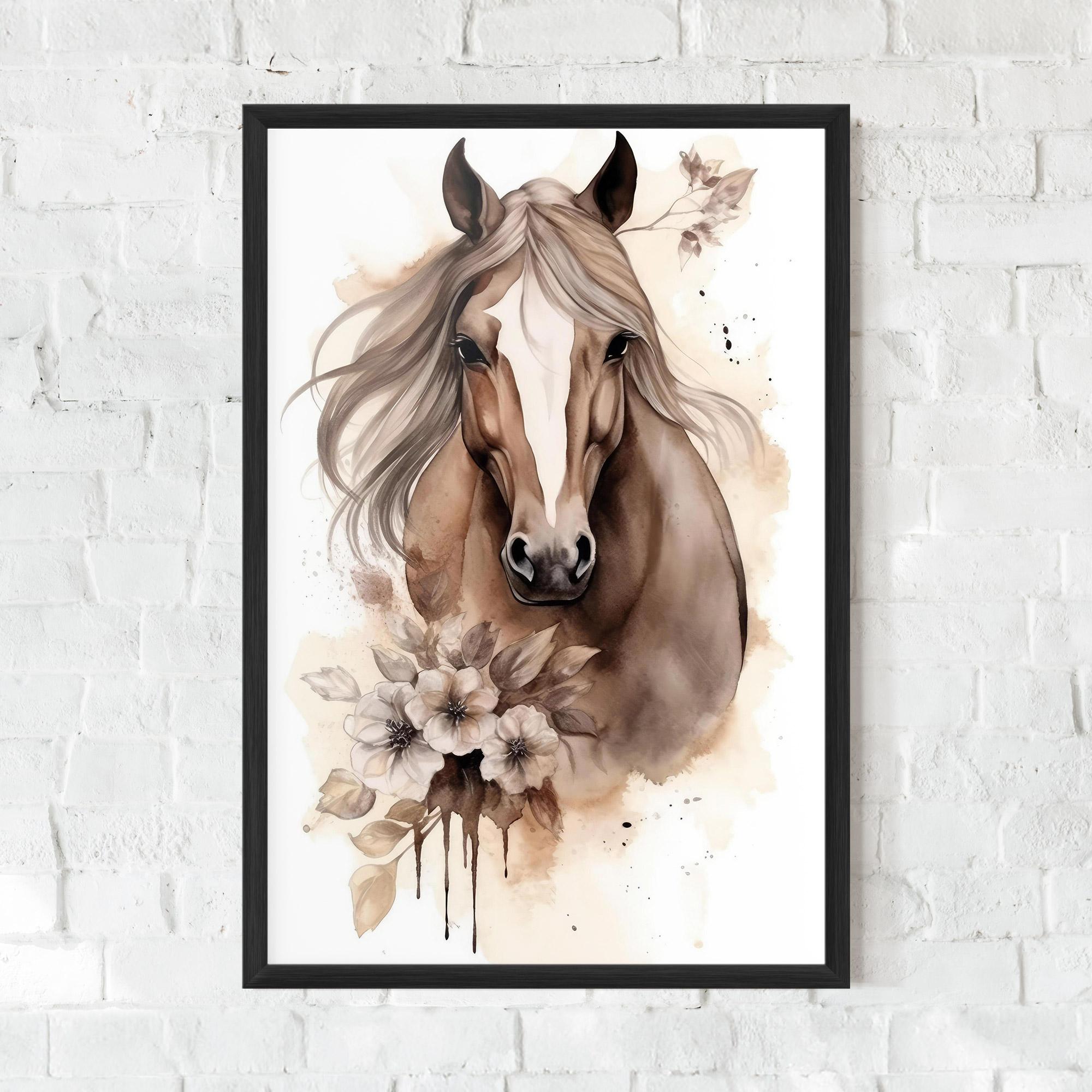 Plakat w Ramie Flower Brown Horse mockup 0