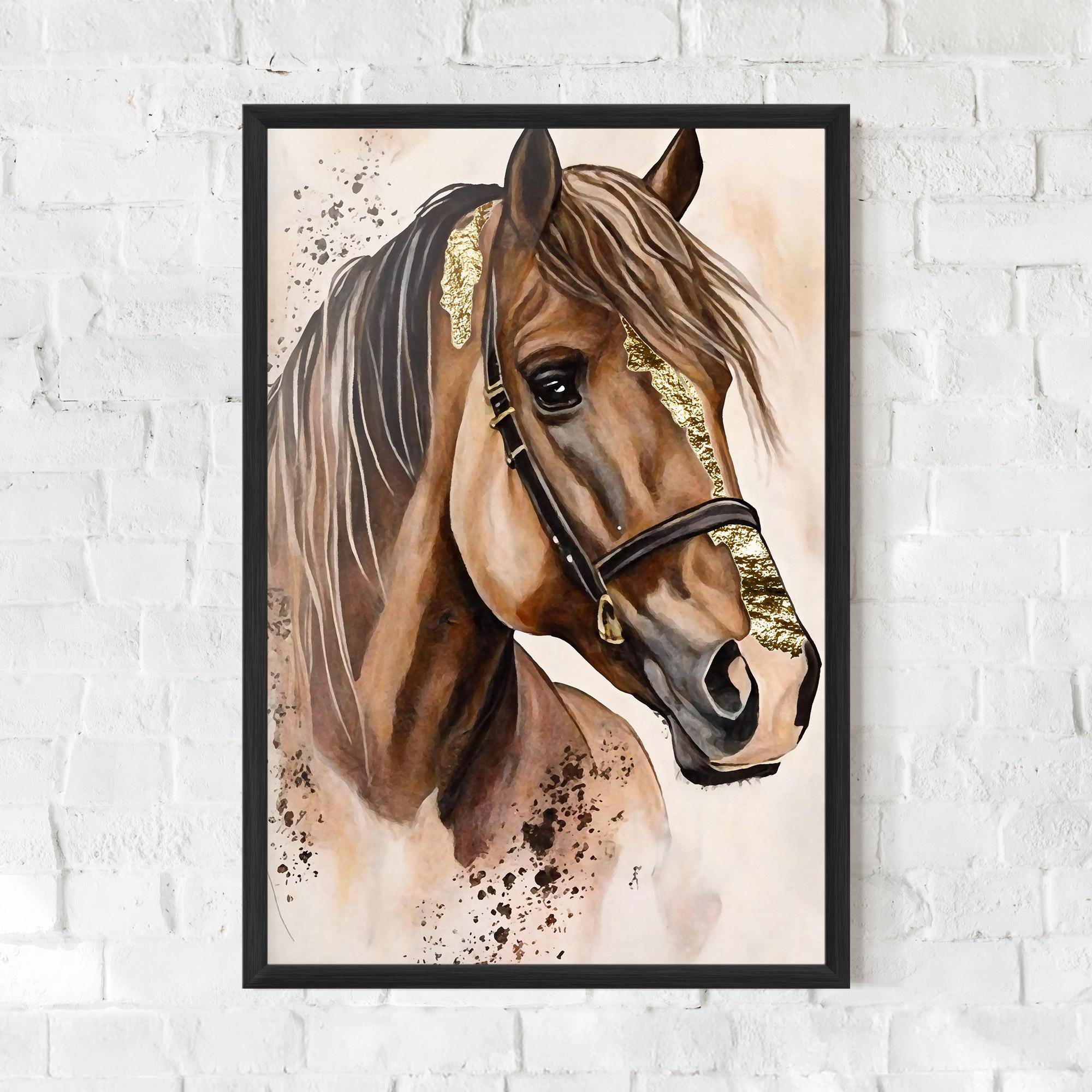Plakat w Ramie Gold Horse Painting mockup 0