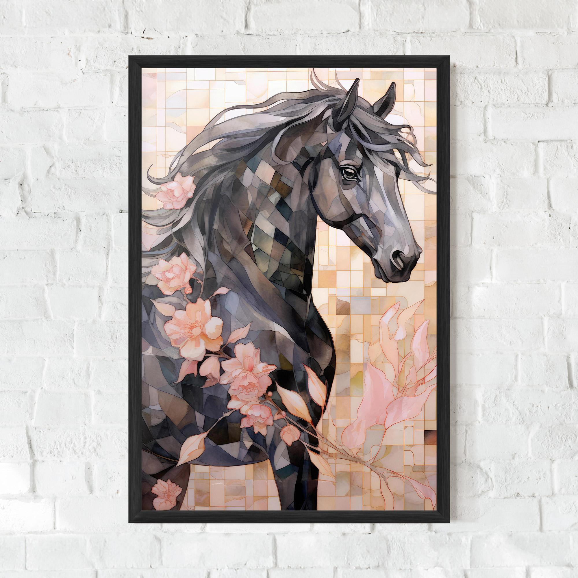 Plakat w Ramie Mosaic Painting Horse mockup 0