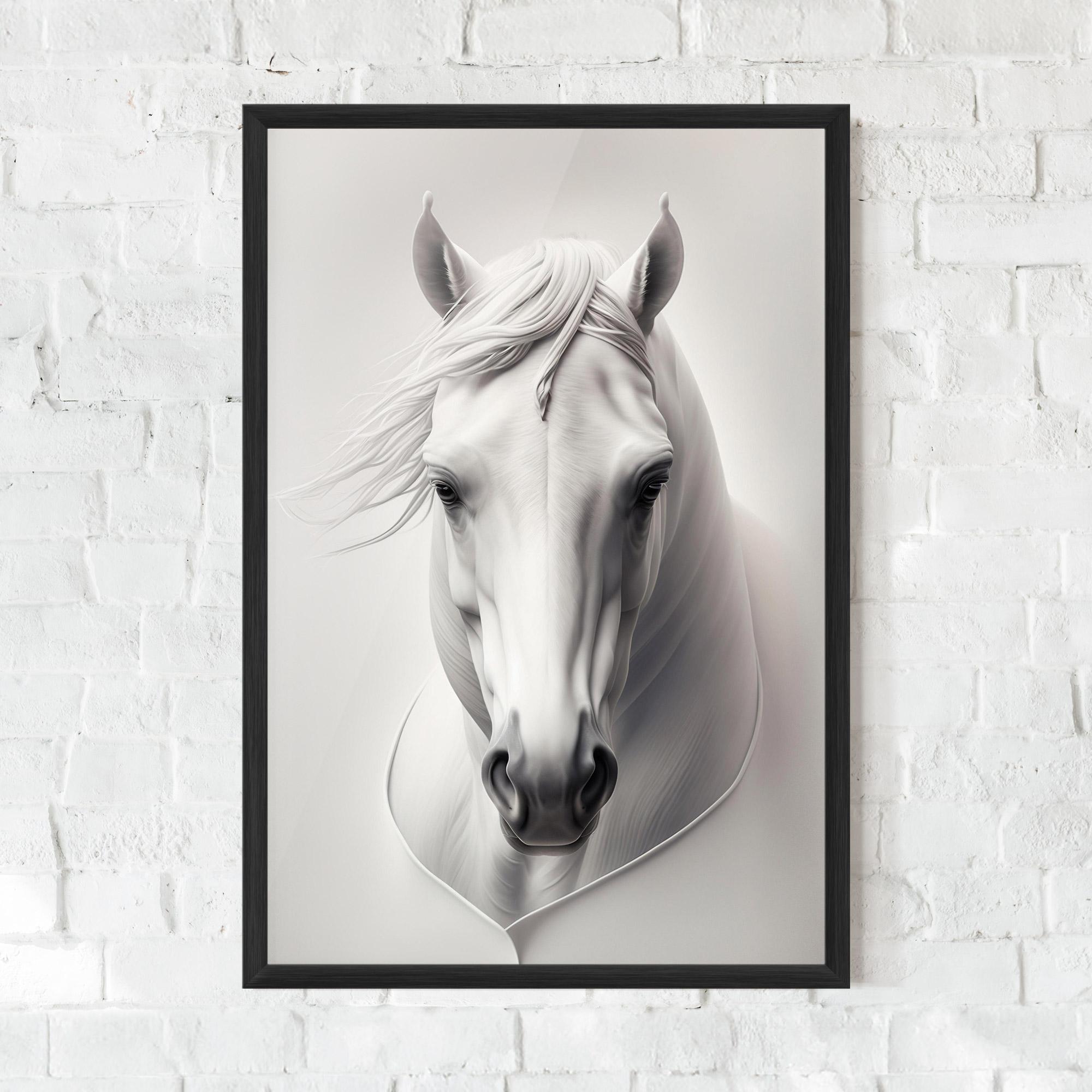 Plakat w Ramie White Horse Portrait mockup 0