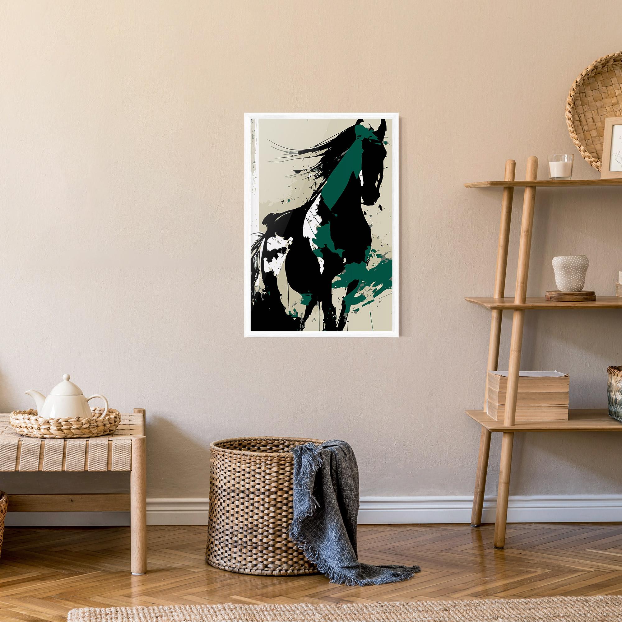 Plakat w Ramie Black Green Horse mockup 9