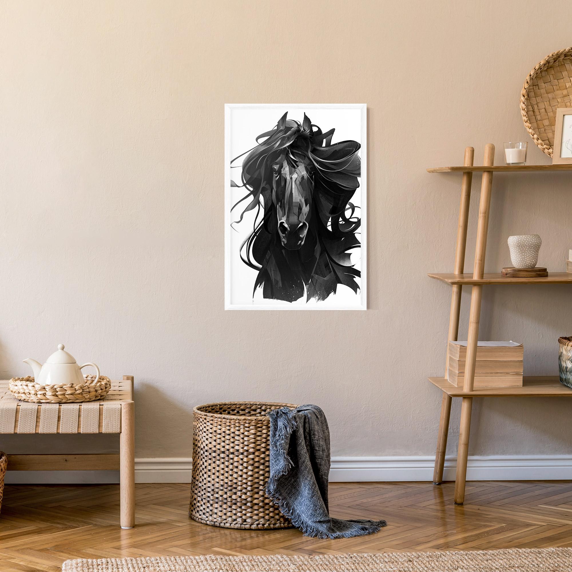 Plakat w Ramie Black Horse Portrait mockup 9