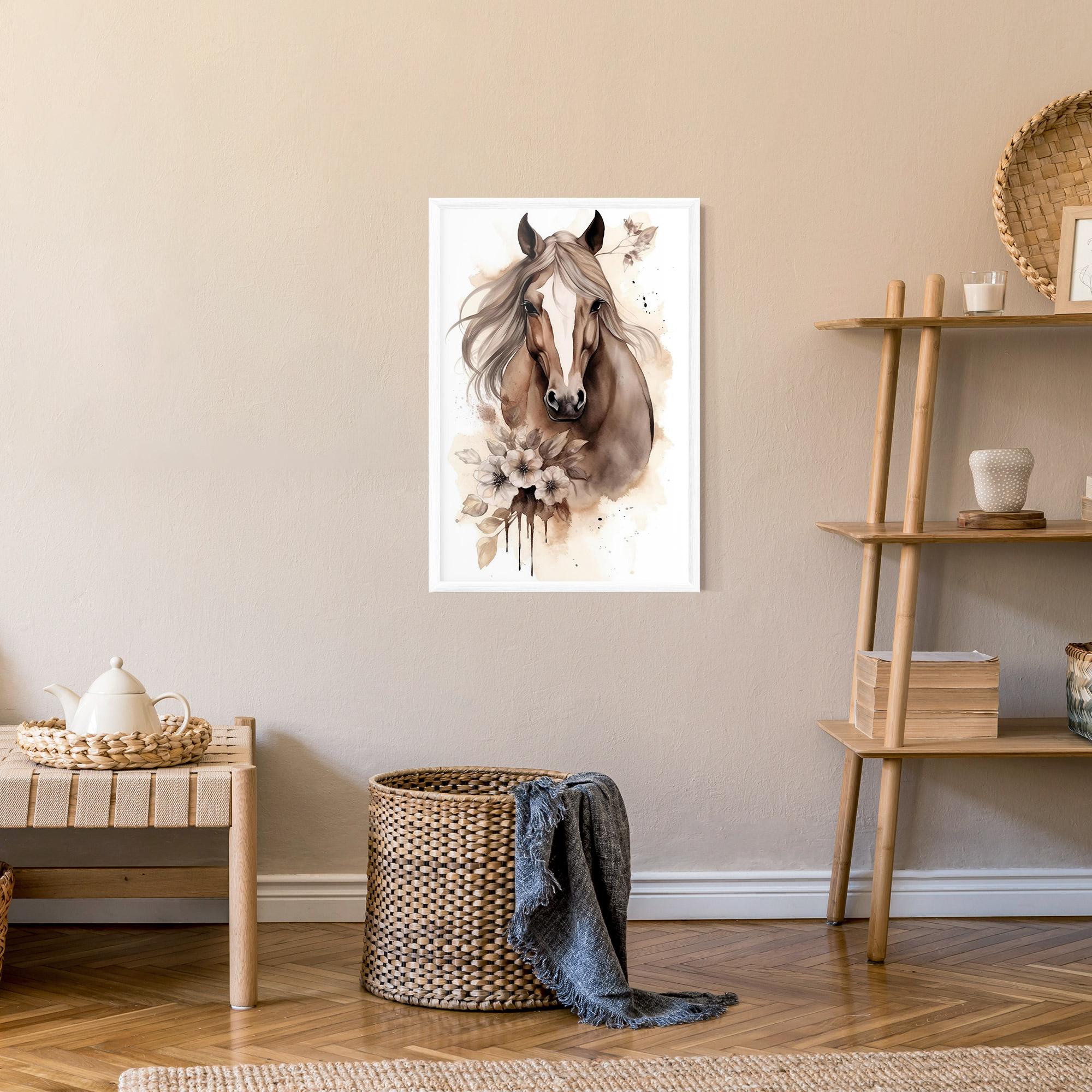Plakat w Ramie Flower Brown Horse mockup 9