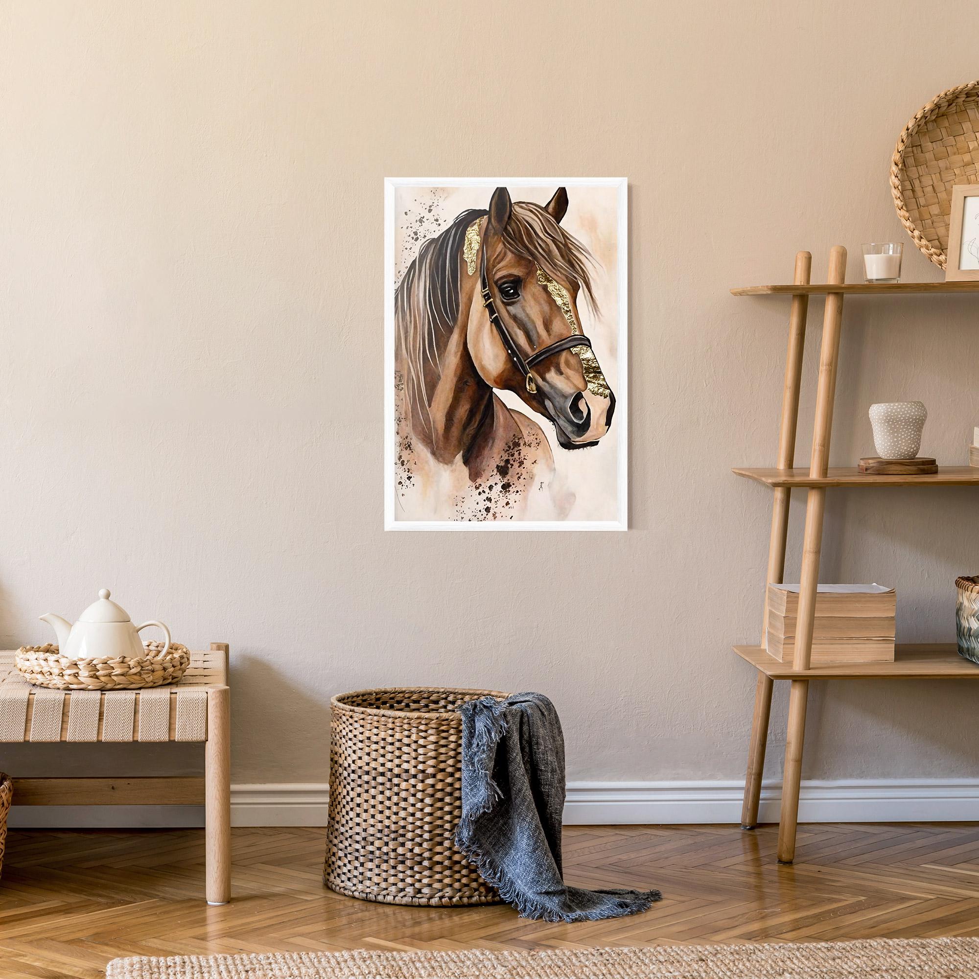 Plakat w Ramie Gold Horse Painting mockup 9