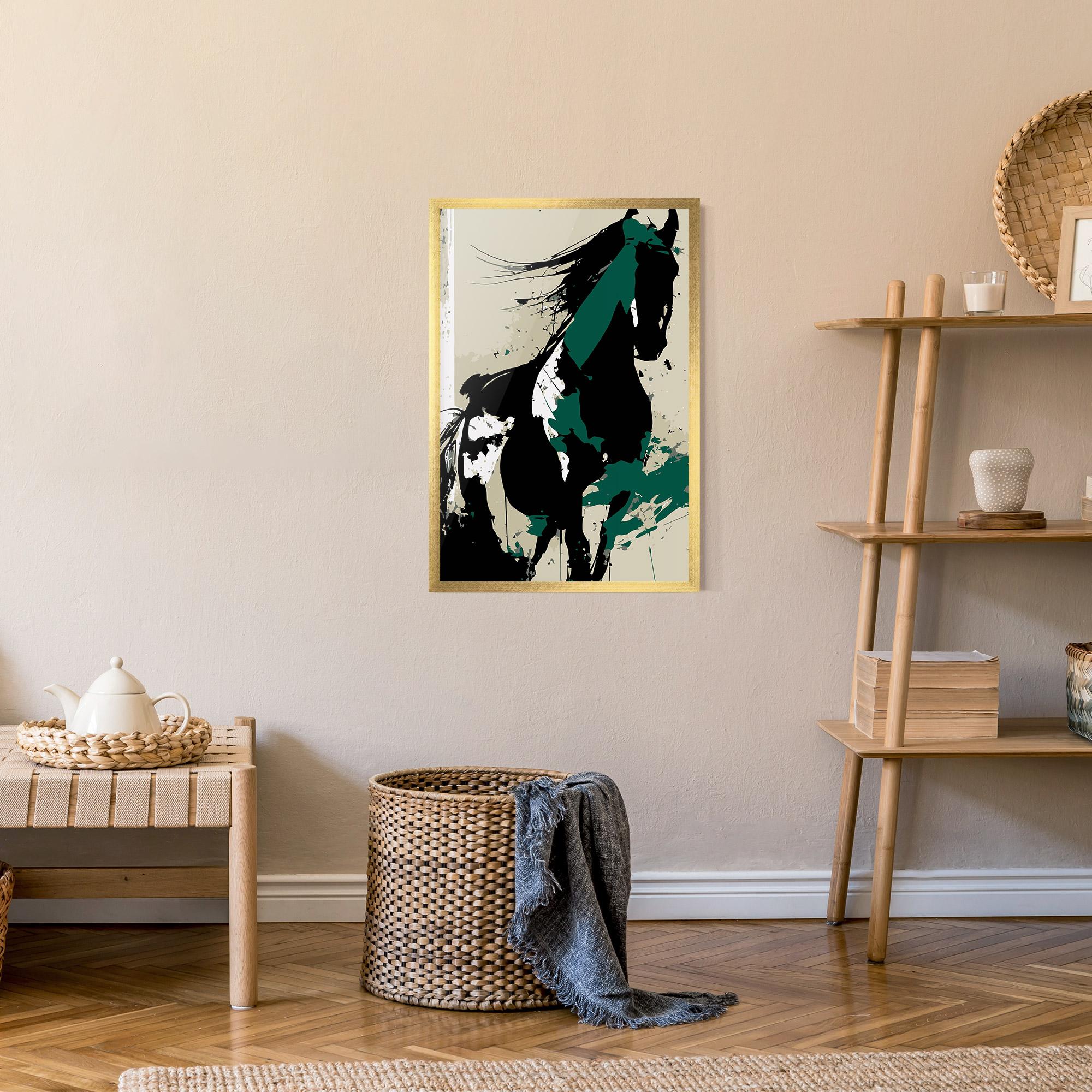 Plakat w Ramie Black Green Horse mockup 9