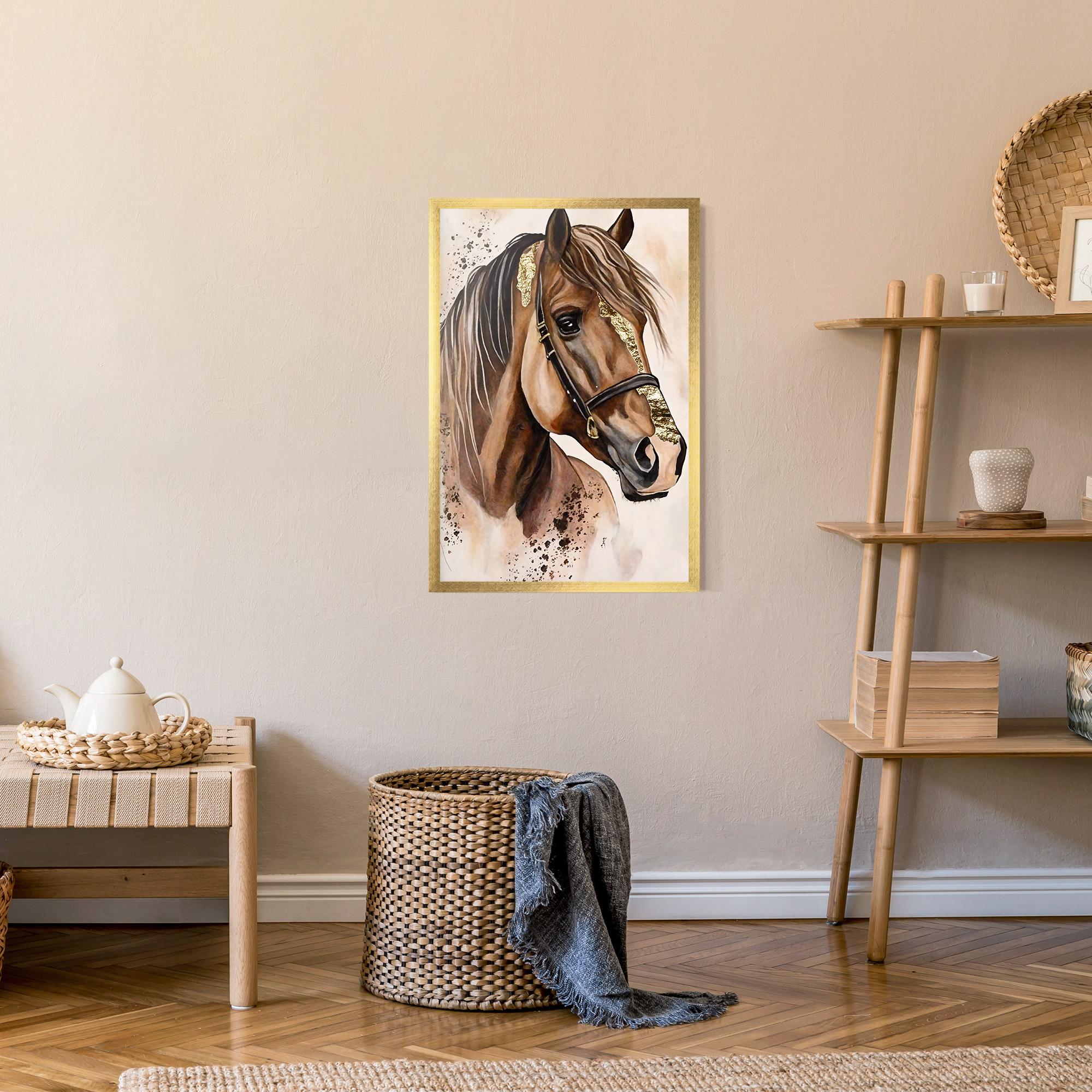 Plakat w Ramie Gold Horse Painting mockup 9