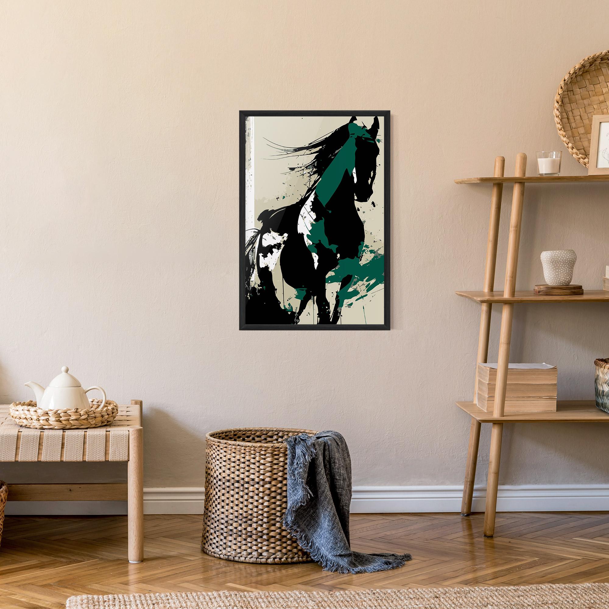Plakat w Ramie Black Green Horse mockup 9