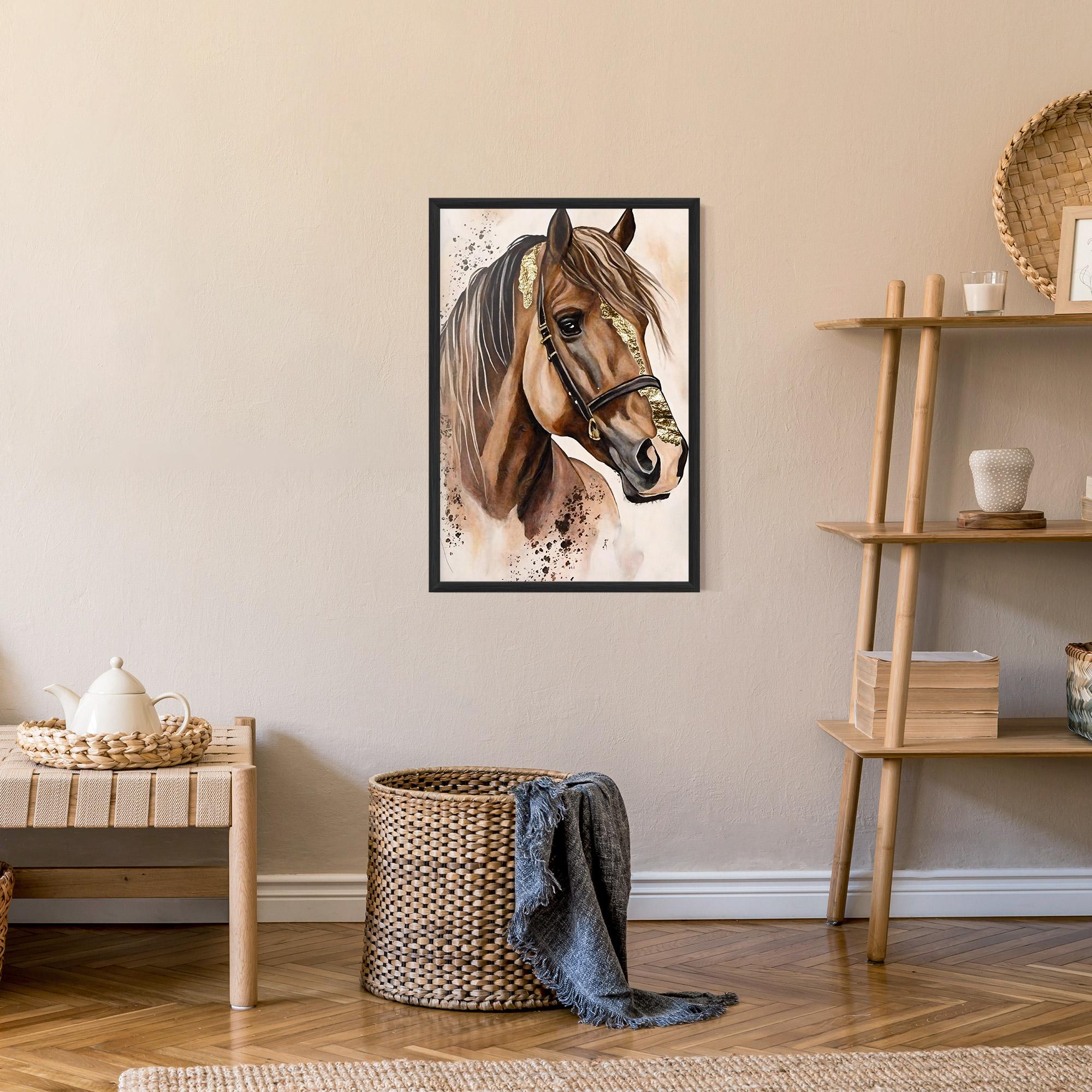 Plakat w Ramie Gold Horse Painting mockup 9