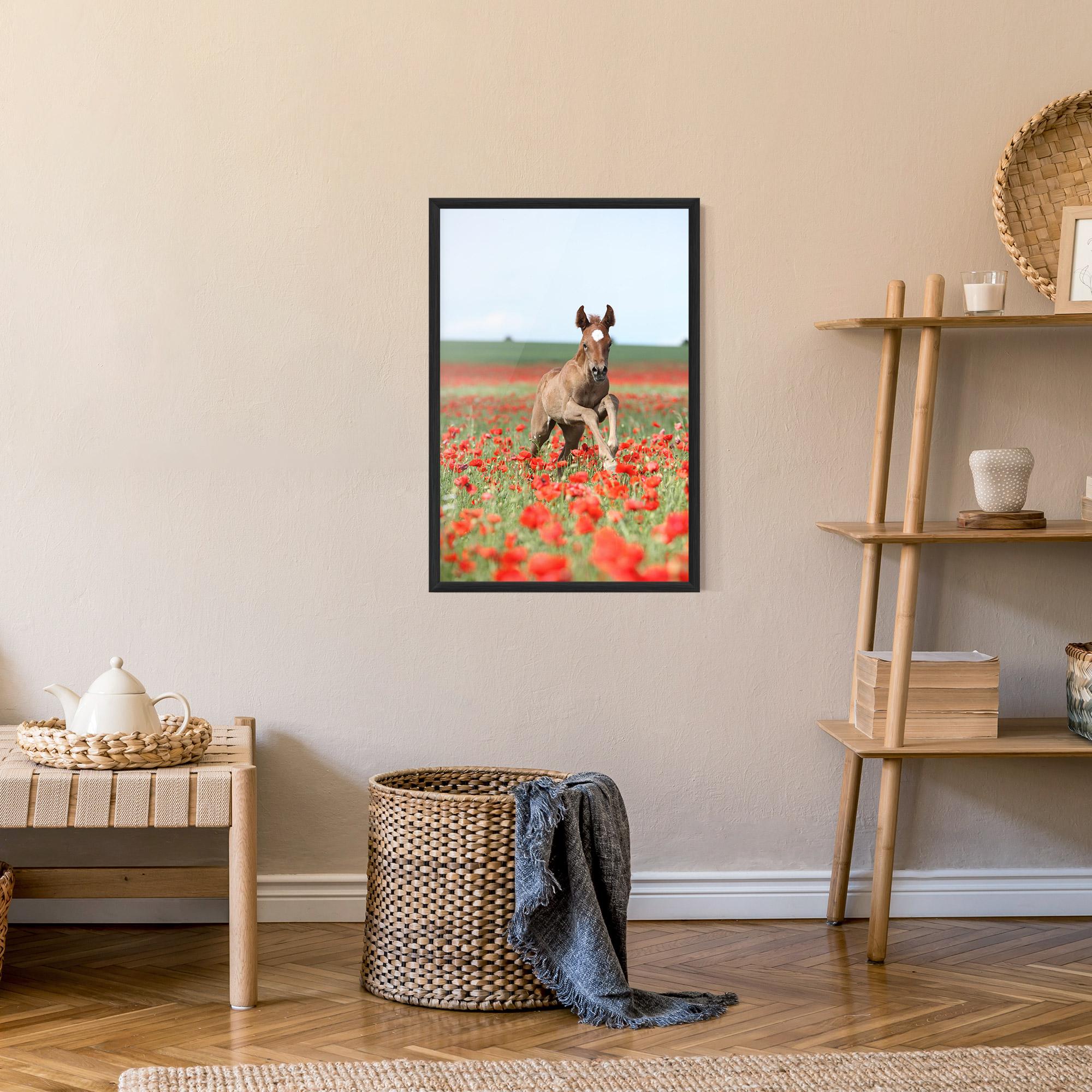 Plakat w Ramie Red Flowers Horse mockup 9