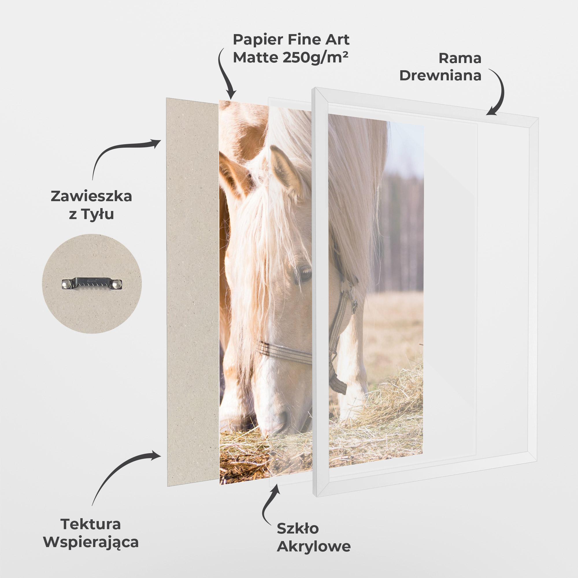 Plakat w Ramie Cream Horse Eating mockup 1