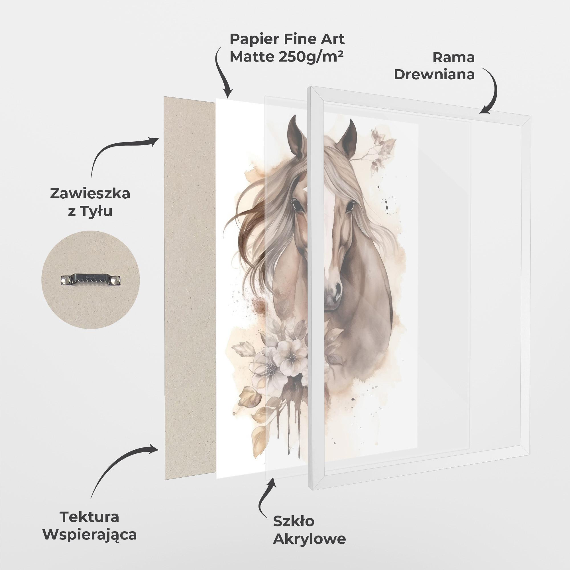 Plakat w Ramie Flower Brown Horse mockup 1