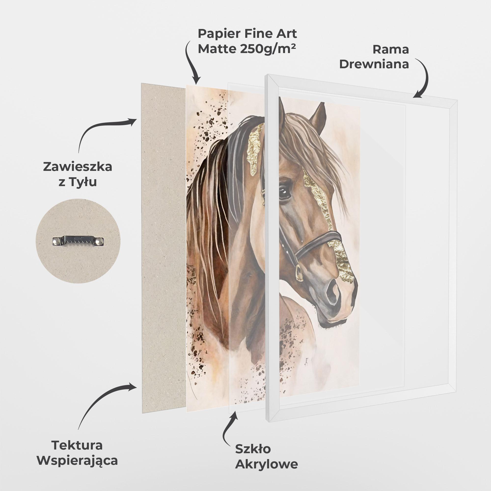 Plakat w Ramie Gold Horse Painting mockup 1