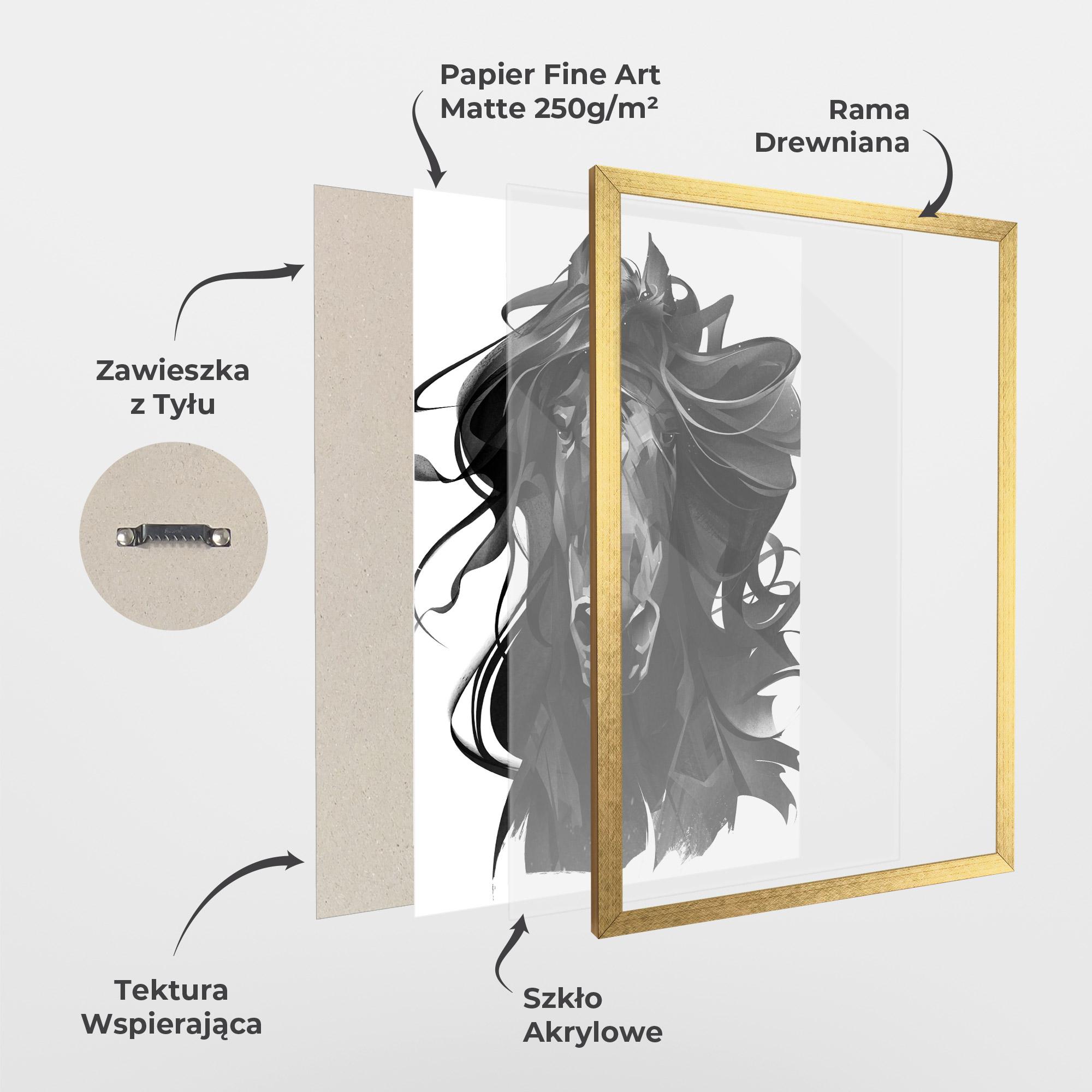 Plakat w Ramie Black Horse Portrait mockup 1