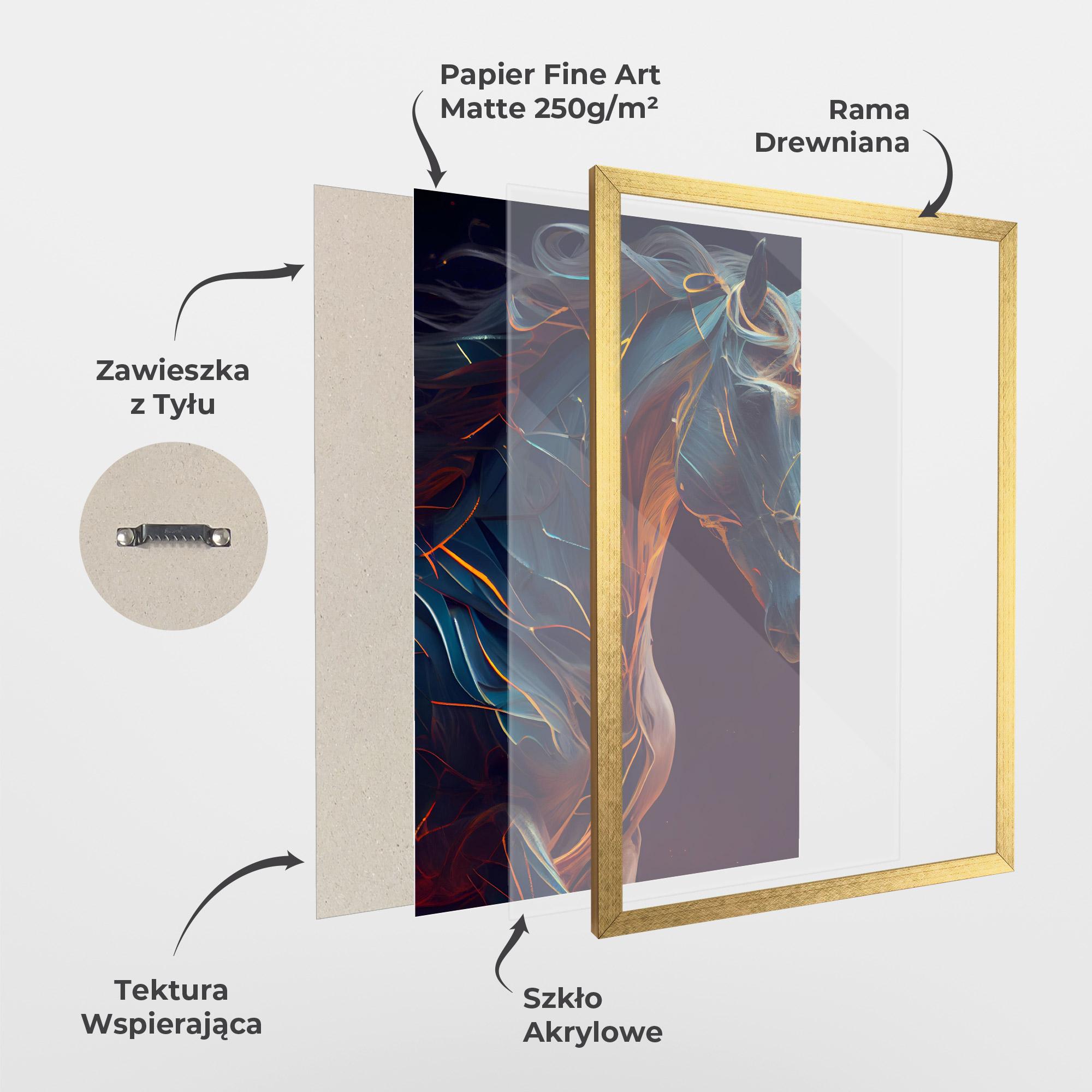 Plakat w Ramie Fire Lines Horse mockup 1