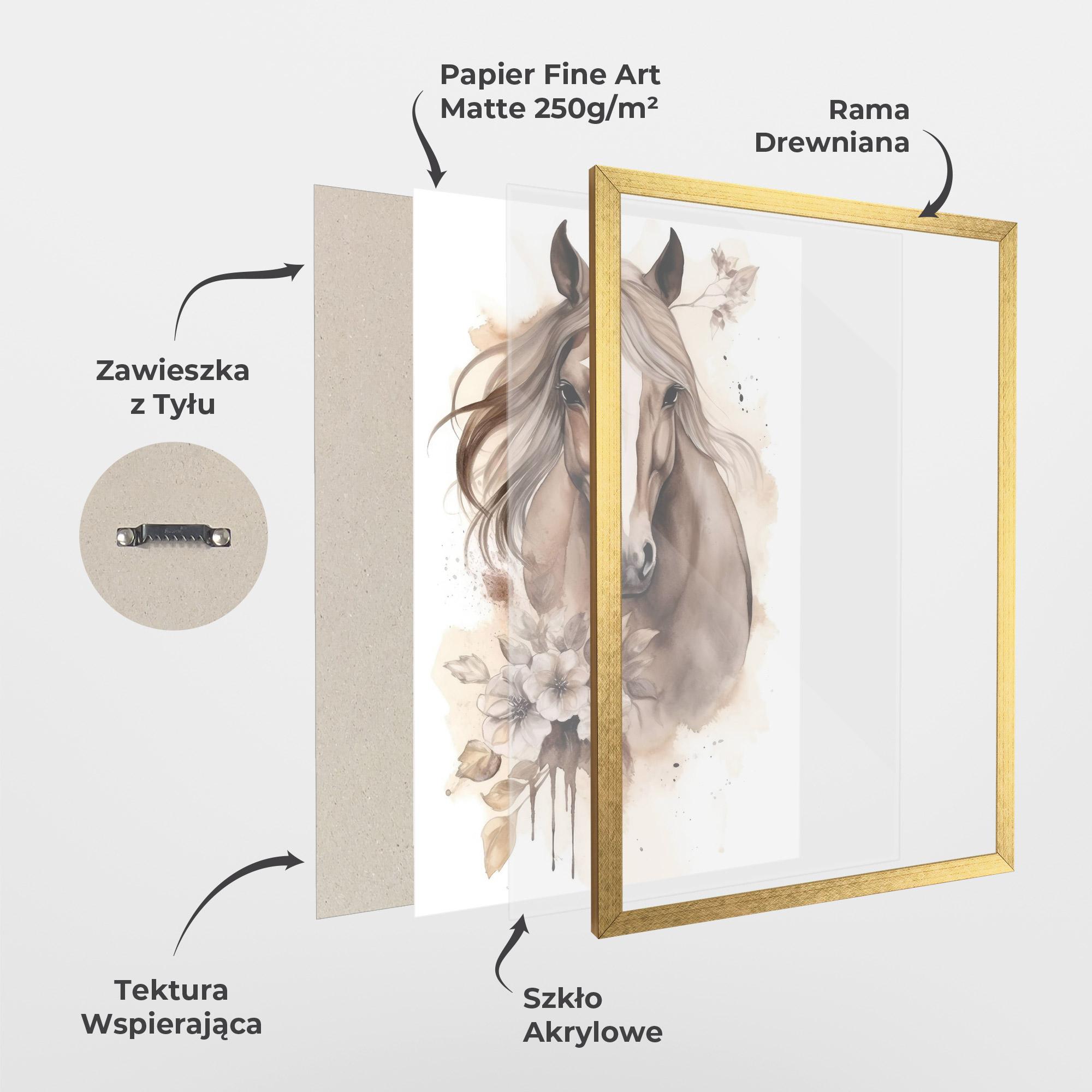 Plakat w Ramie Flower Brown Horse mockup 1