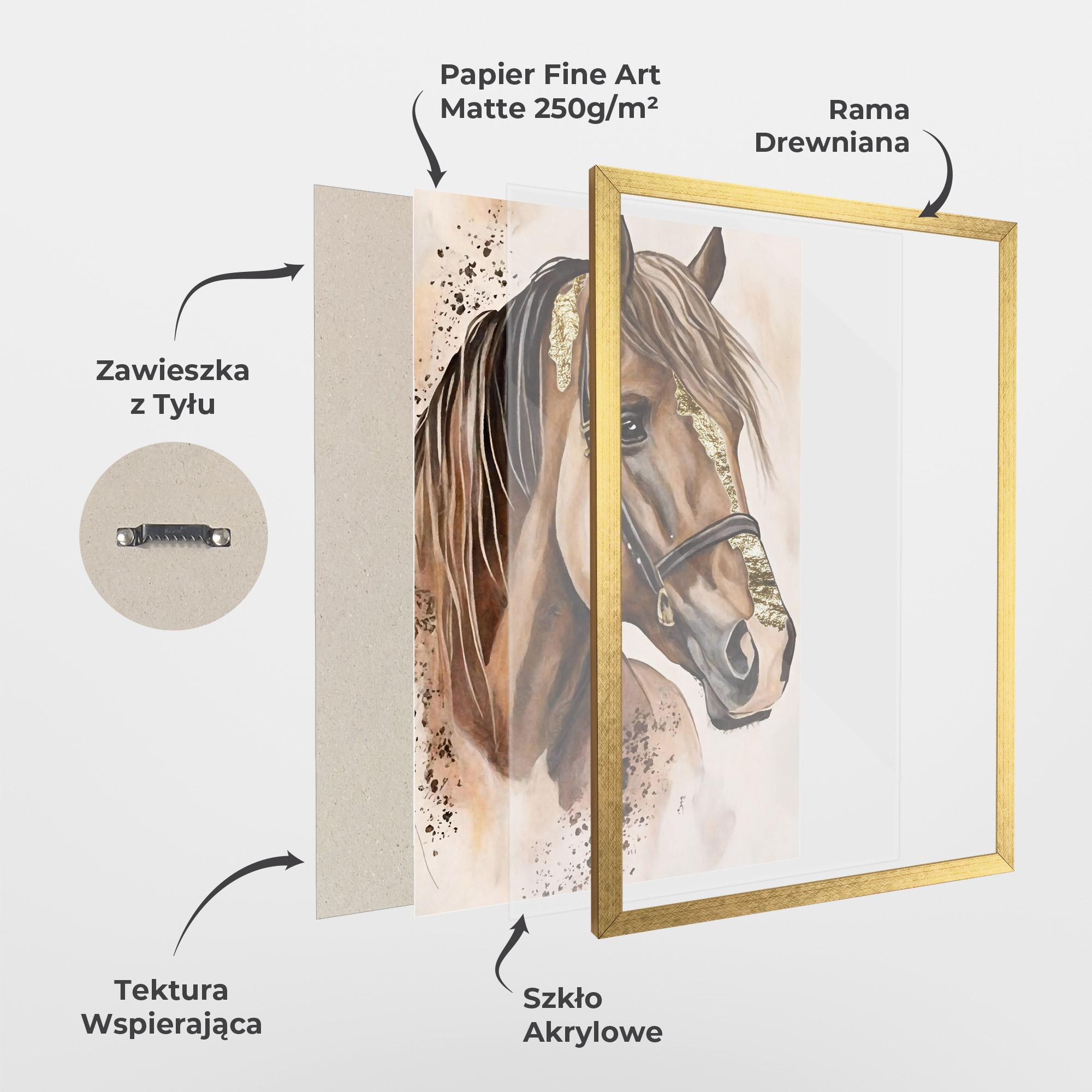 Plakat w Ramie Gold Horse Painting mockup 1