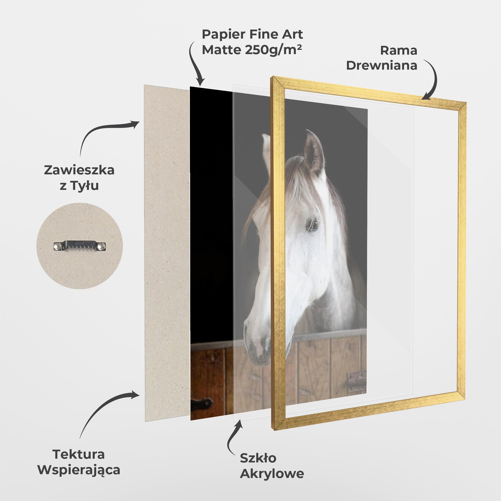 Plakat w Ramie Grey Horse Head mockup 1