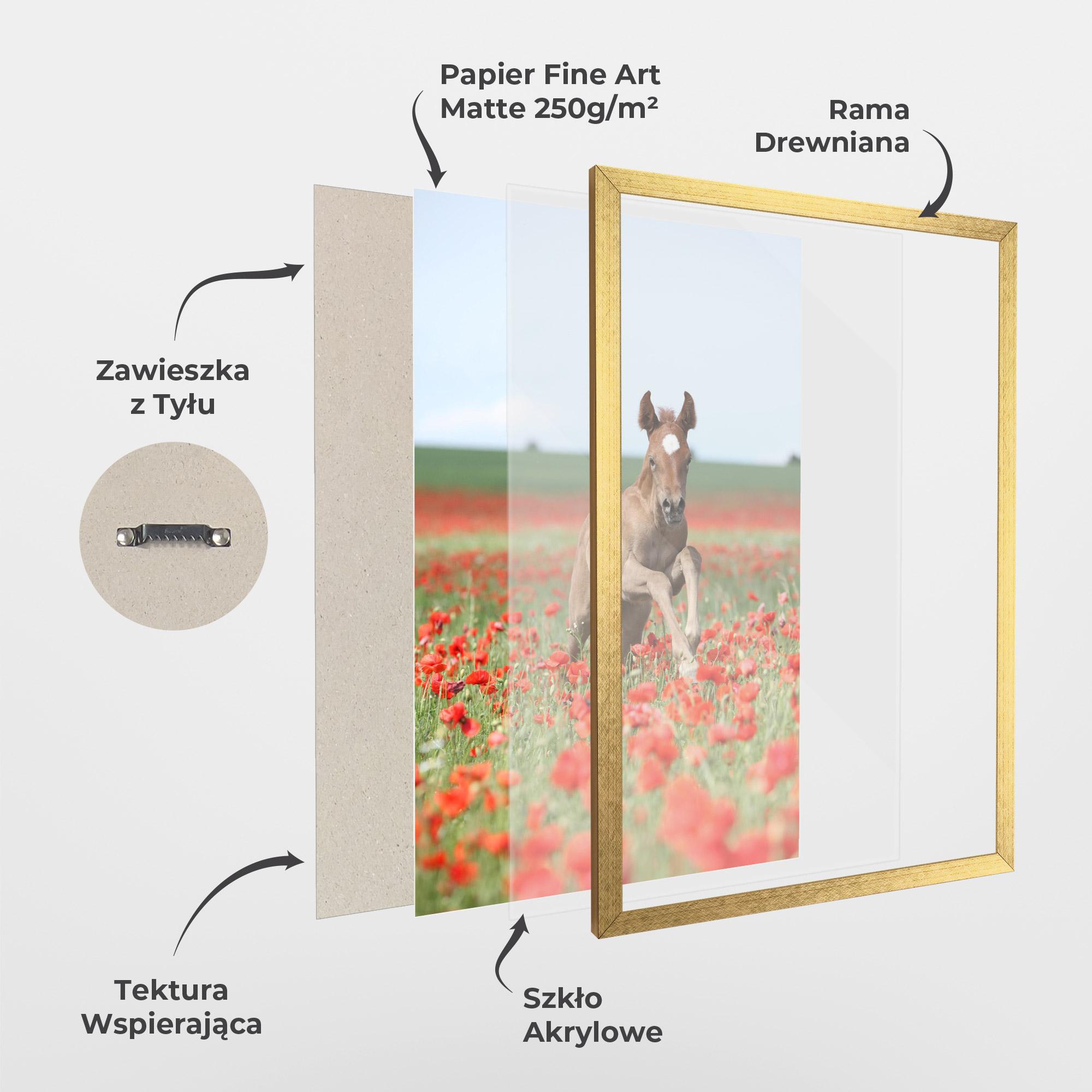 Plakat w Ramie Red Flowers Horse mockup 1