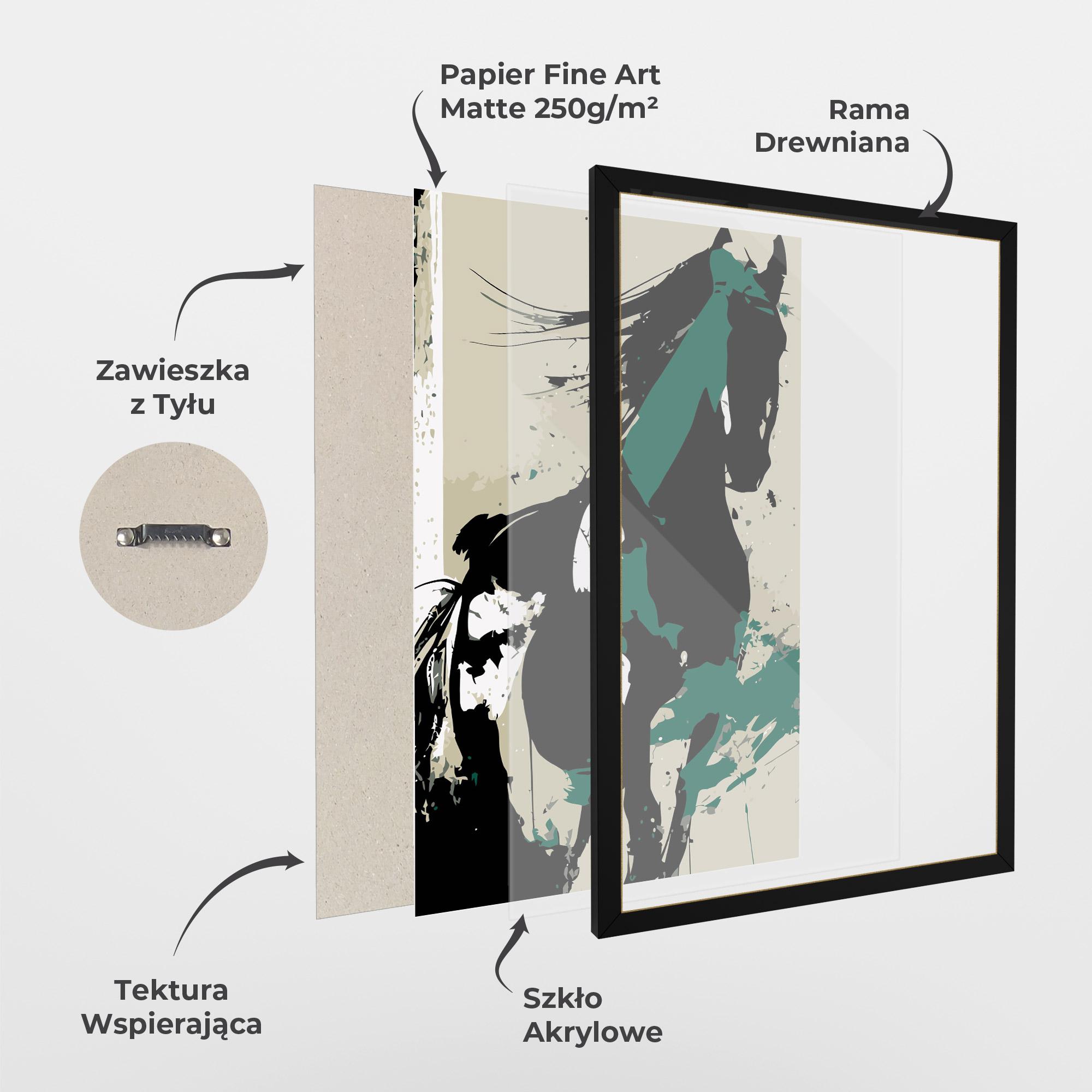 Plakat w Ramie Black Green Horse mockup 1