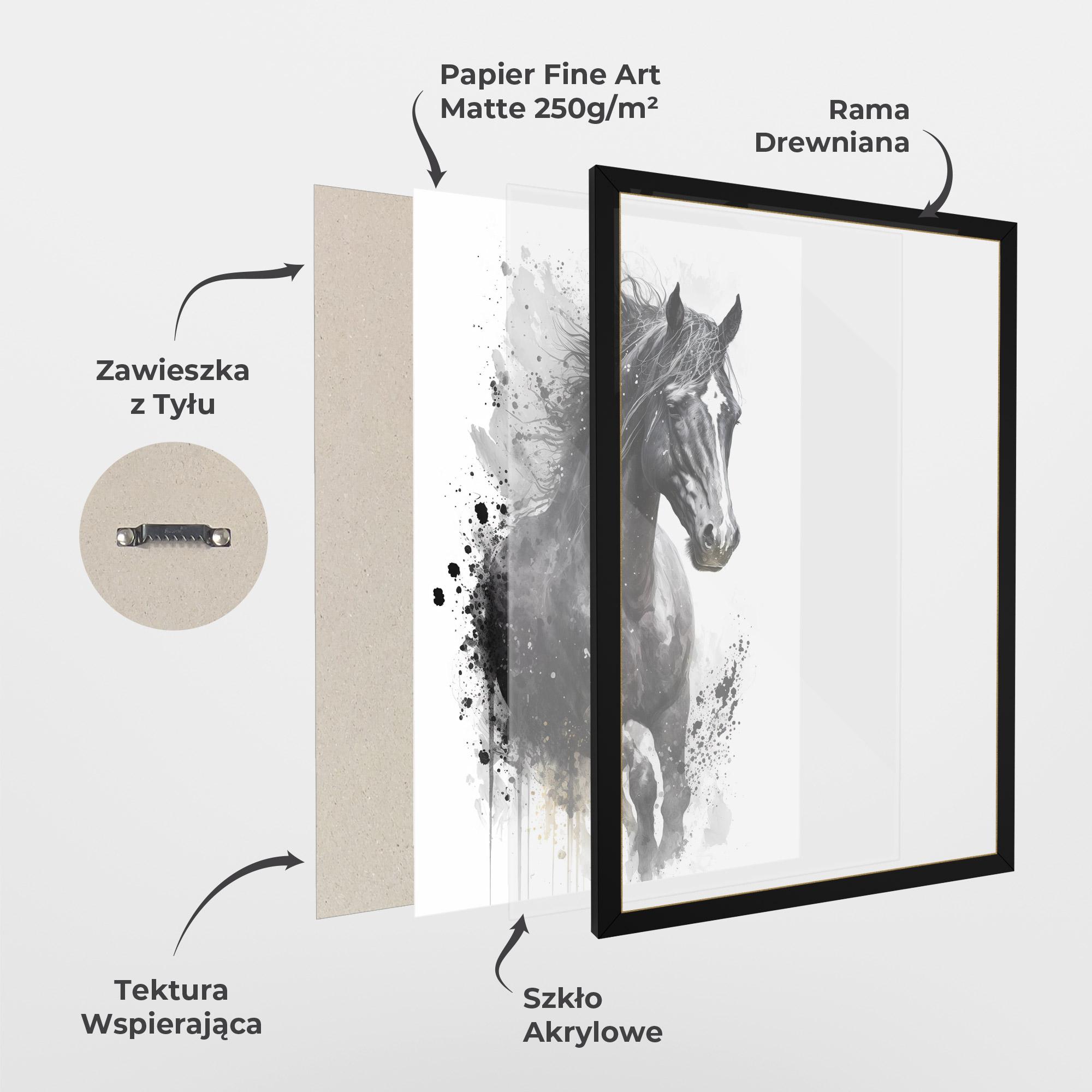 Plakat w Ramie Black Horse mockup 1