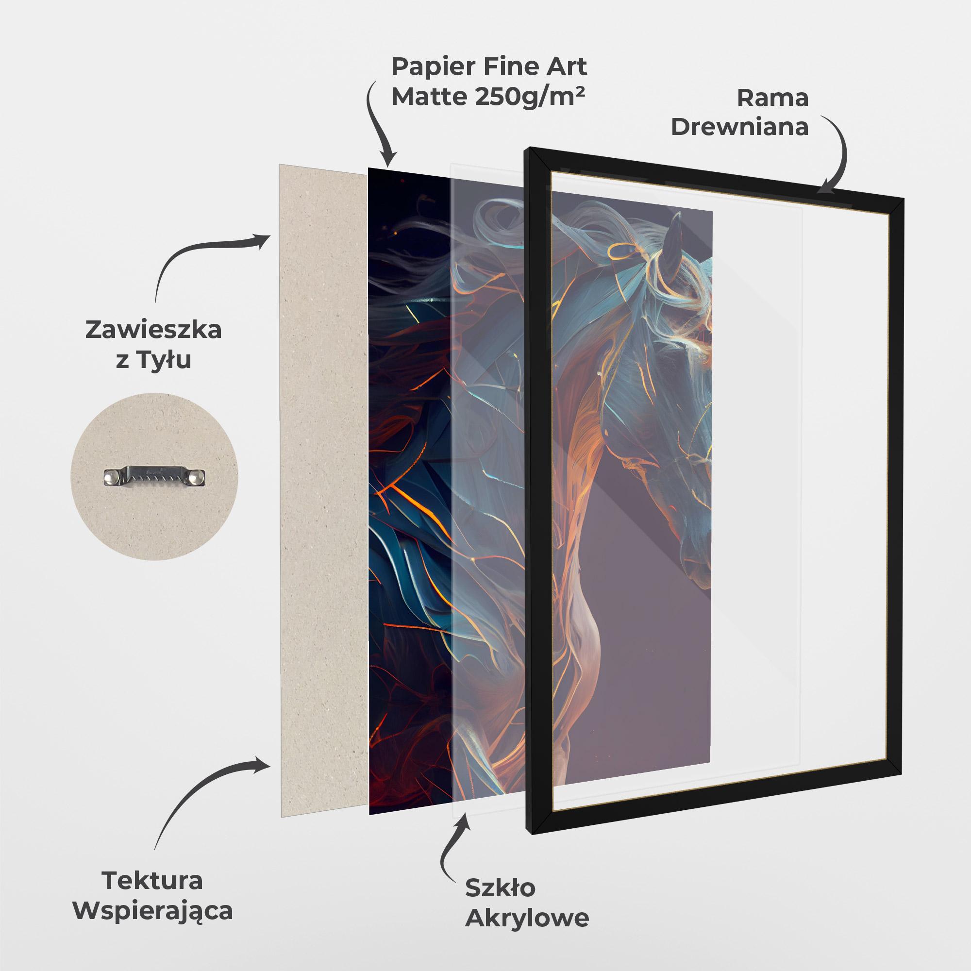 Plakat w Ramie Fire Lines Horse mockup 1