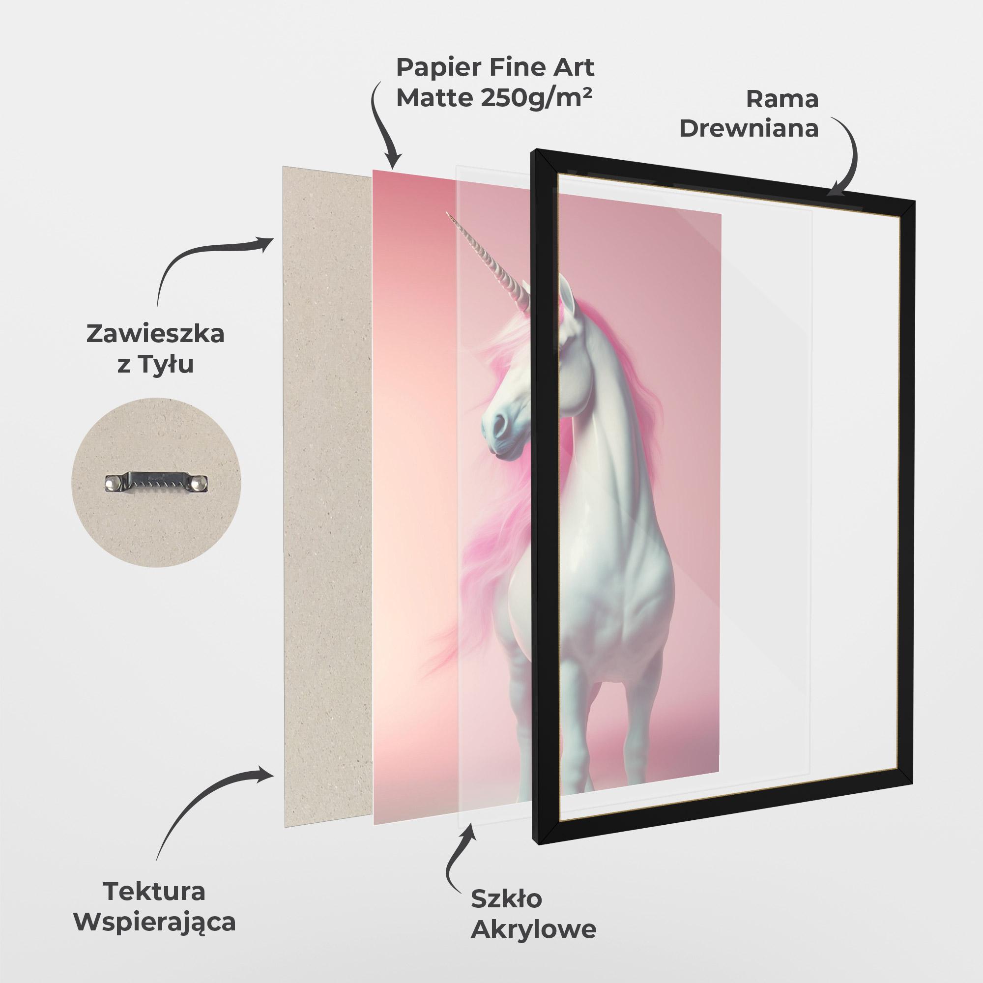 Plakat w Ramie Pink Unicorn mockup 1