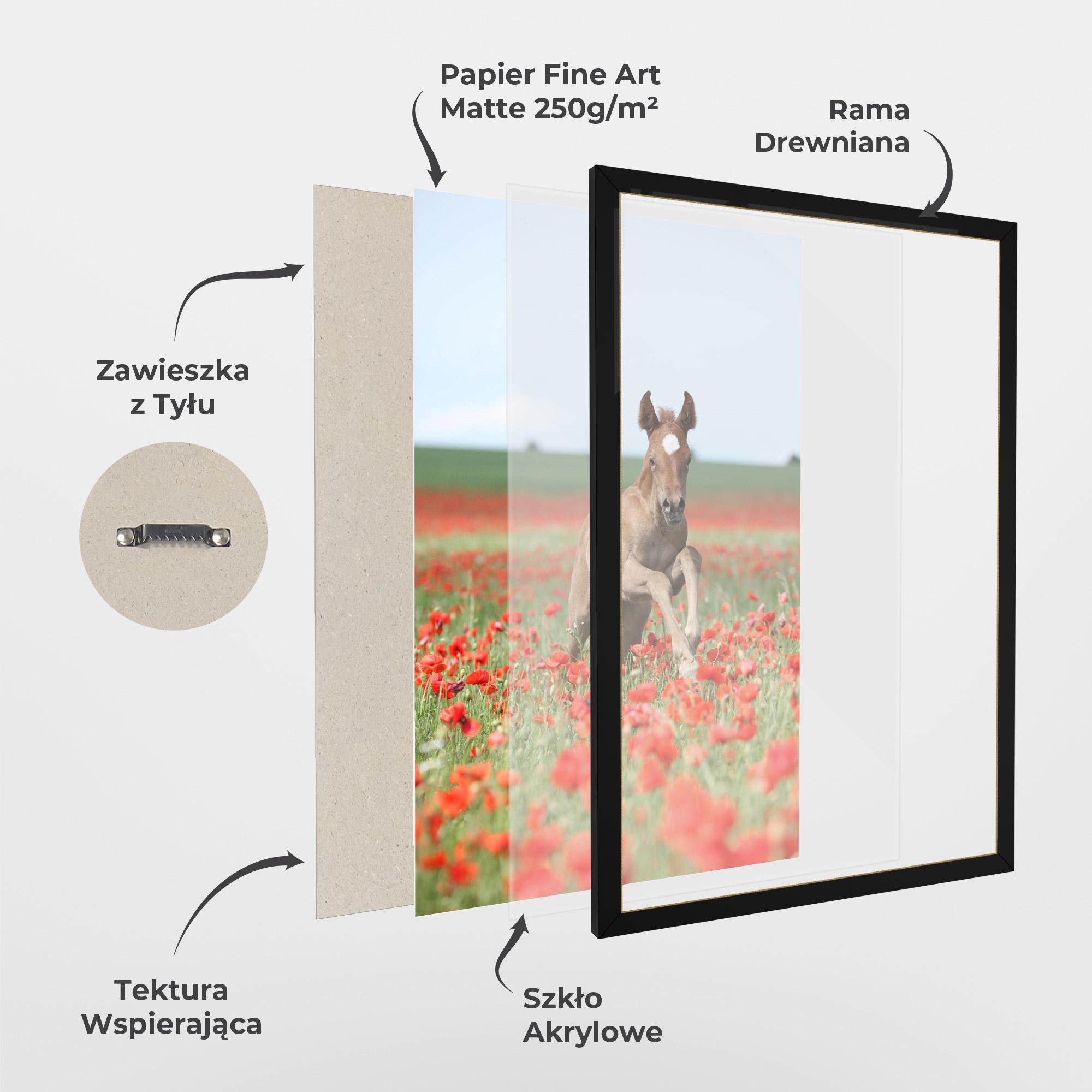 Plakat w Ramie Red Flowers Horse mockup 1