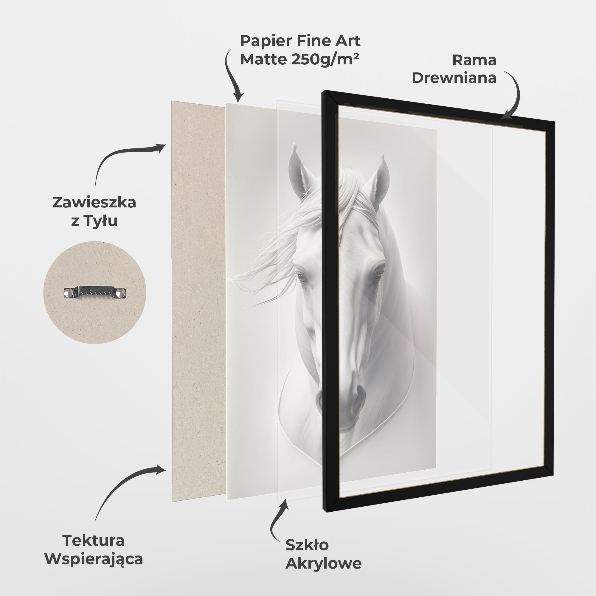 Plakat w Ramie White Horse Portrait mockup 1
