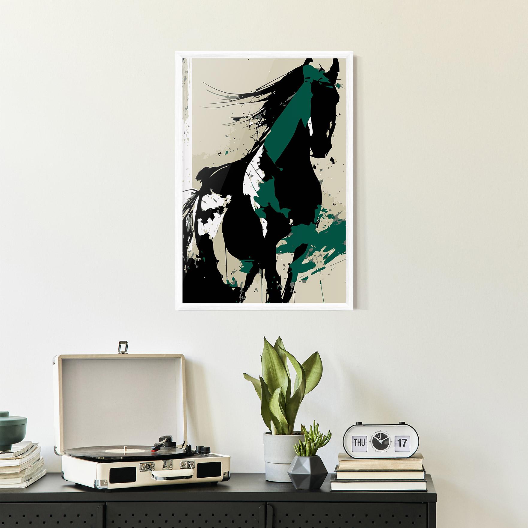 Plakat w Ramie Black Green Horse mockup 2