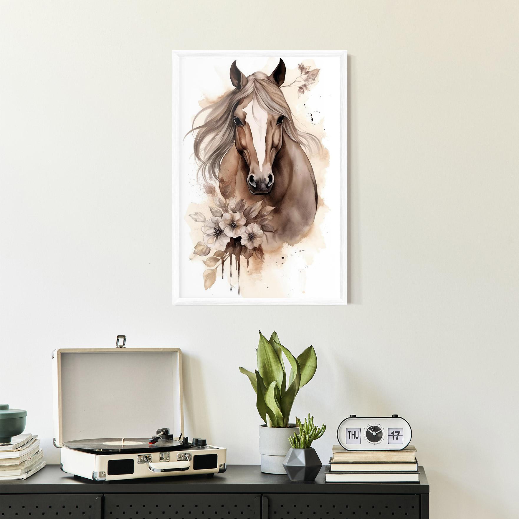 Plakat w Ramie Flower Brown Horse mockup 2
