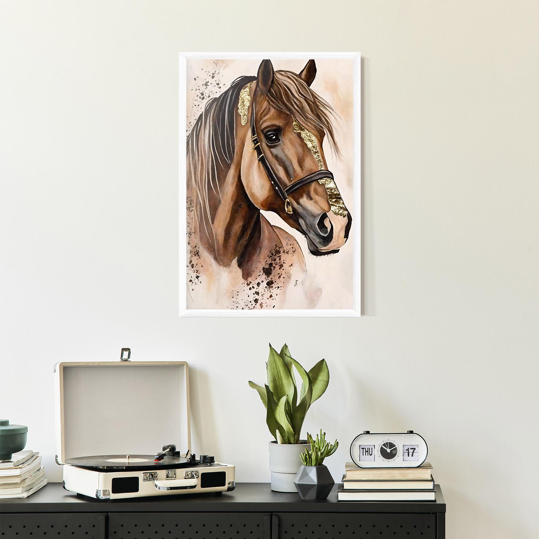Plakat w Ramie Gold Horse Painting mockup 2