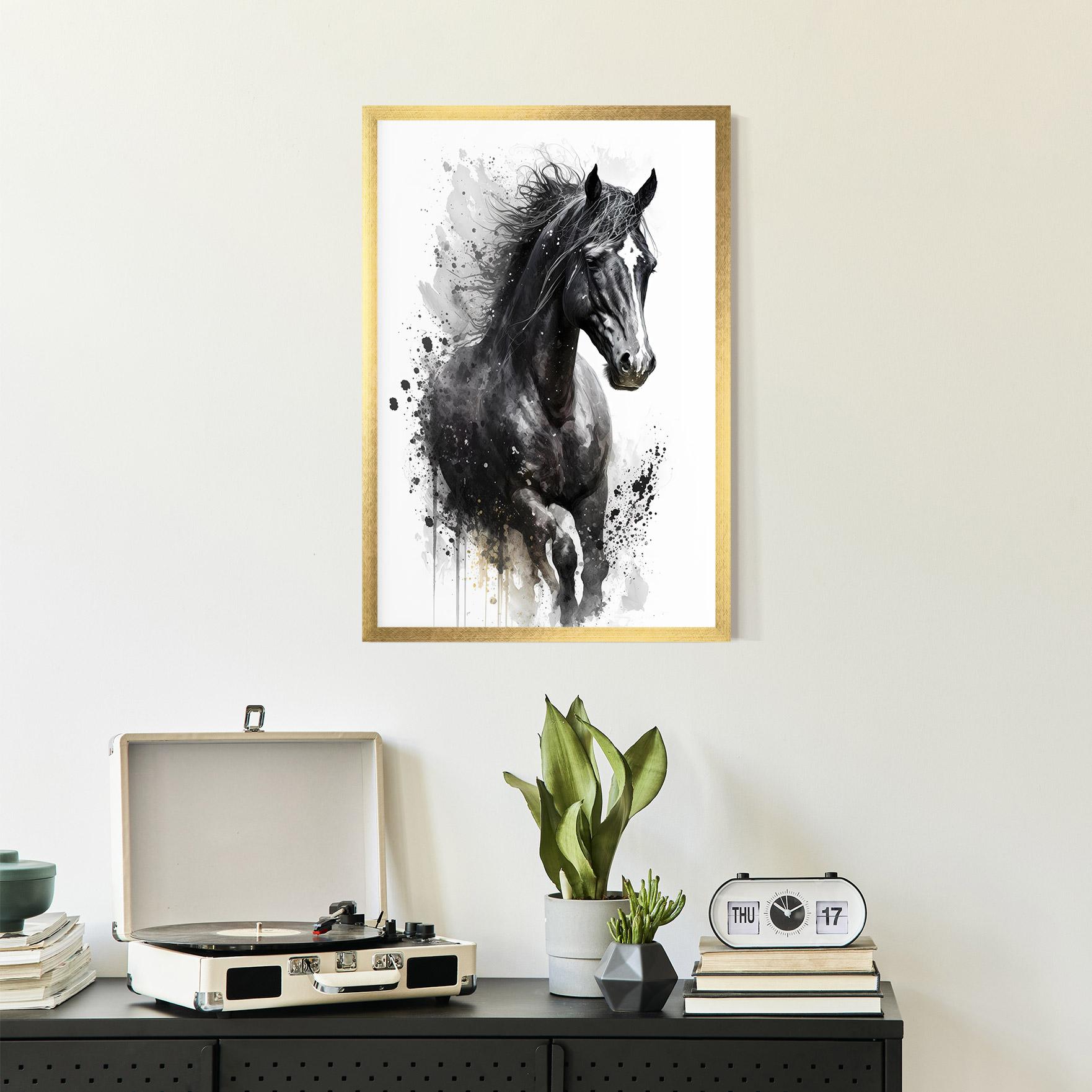 Plakat w Ramie Black Horse mockup 2