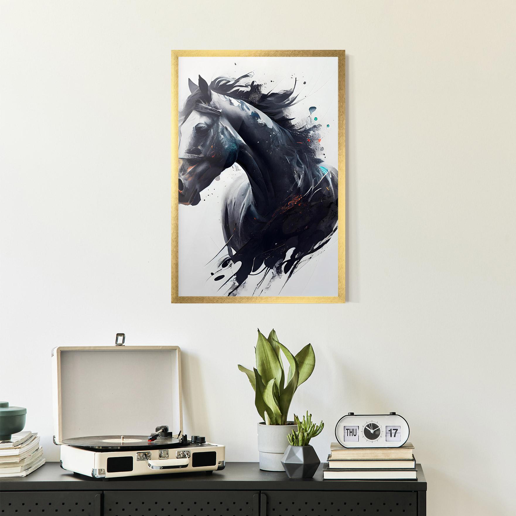 Plakat w Ramie Black Paint Horse mockup 2