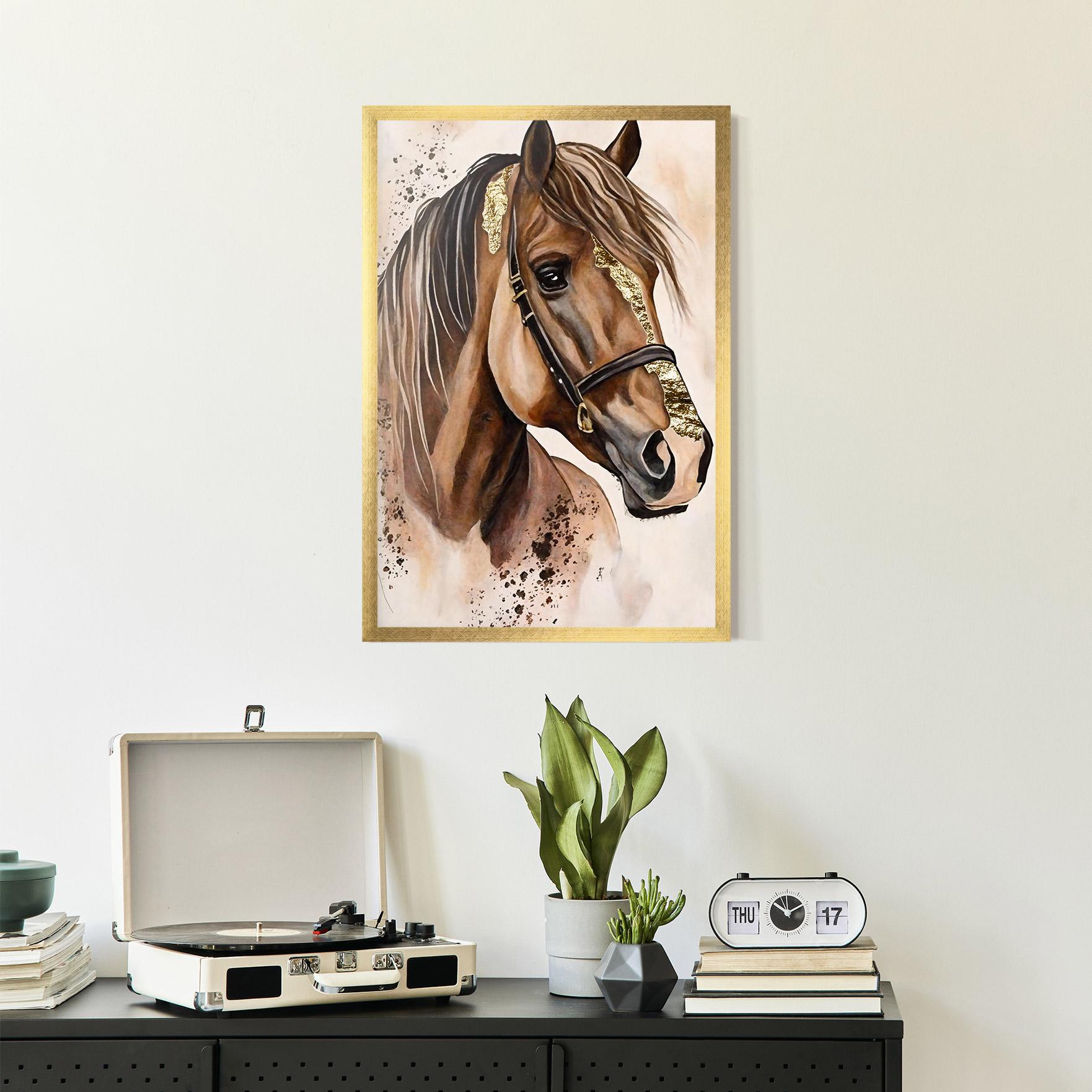 Plakat w Ramie Gold Horse Painting mockup 2
