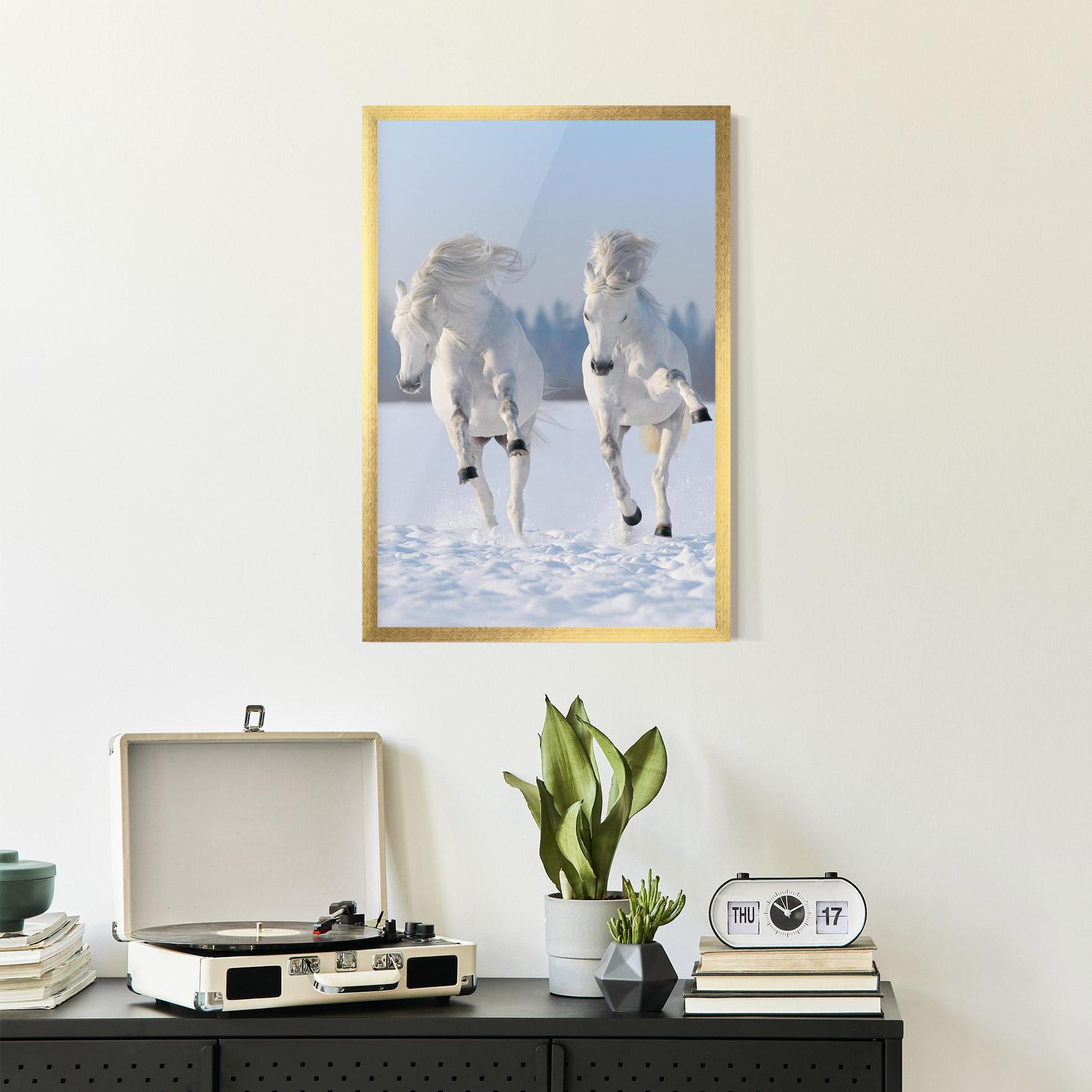 Plakat w Ramie Happy Horses Running mockup 2